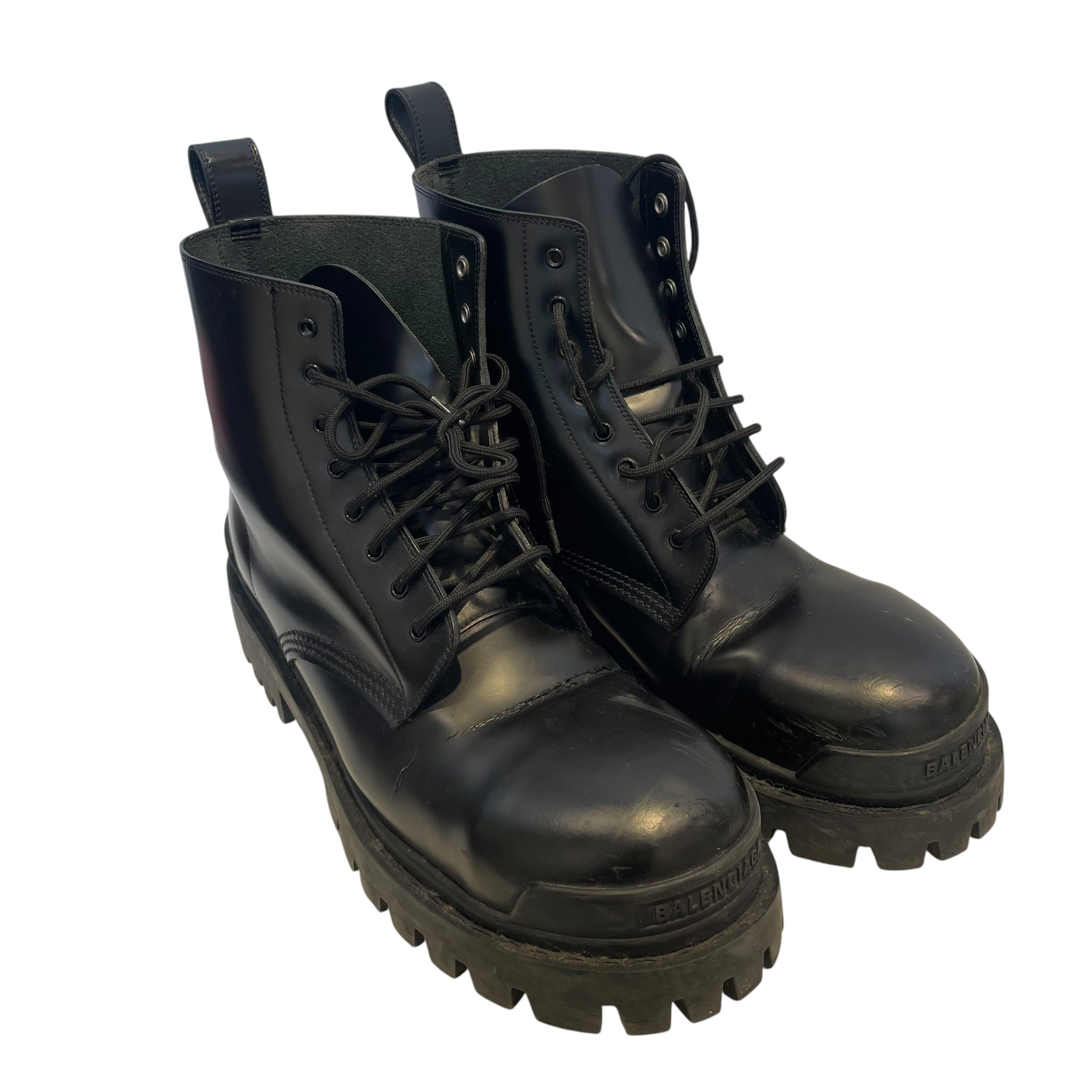 BALENCIAGA/Lace Up Boots/EU 44/Leather/BLK/STRIKE BOOTS/COMBAT BOOTS view 1