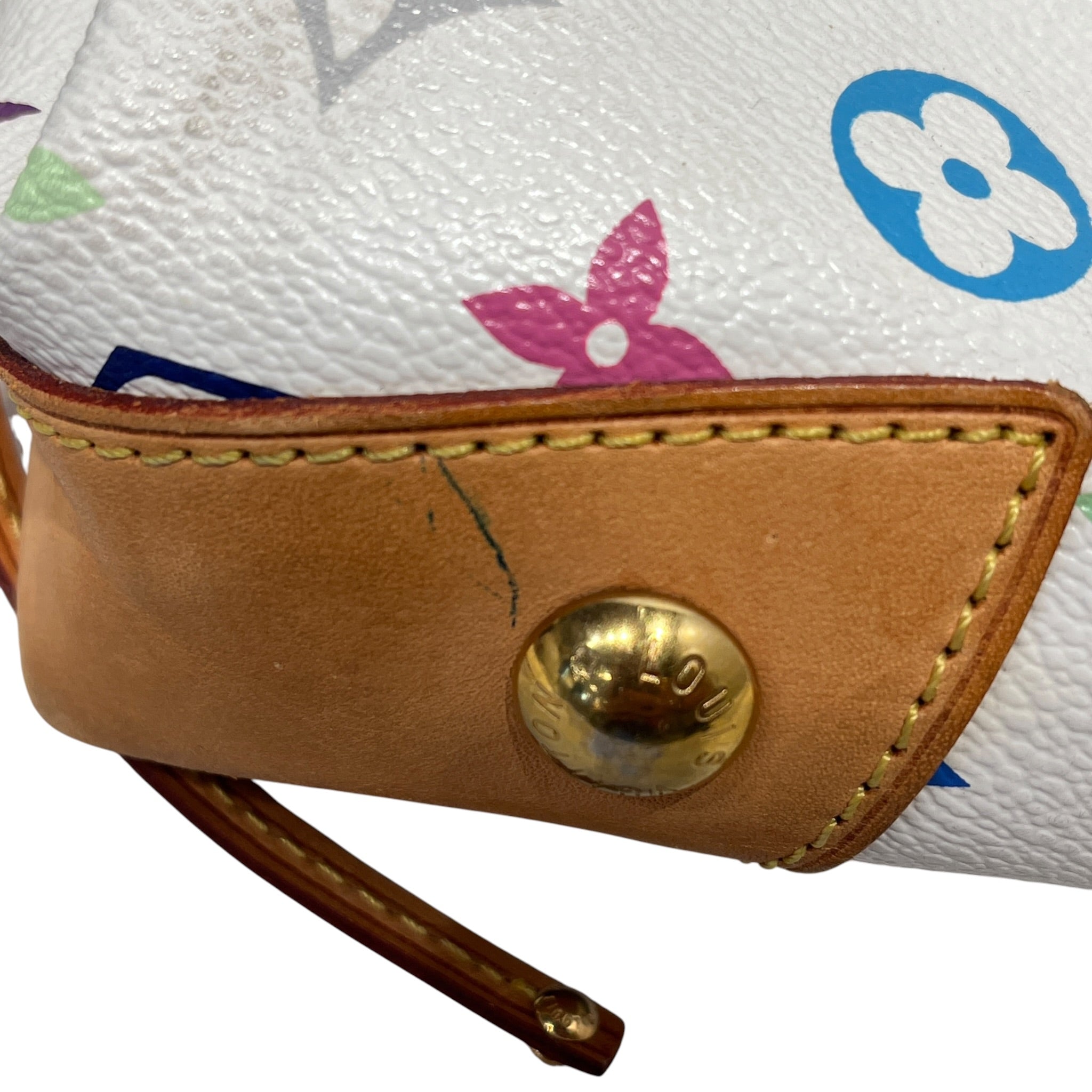 LOUIS VUITTON/Hand Bag/Leather/WHT/Multicolore Ursula/Gold detail view 9