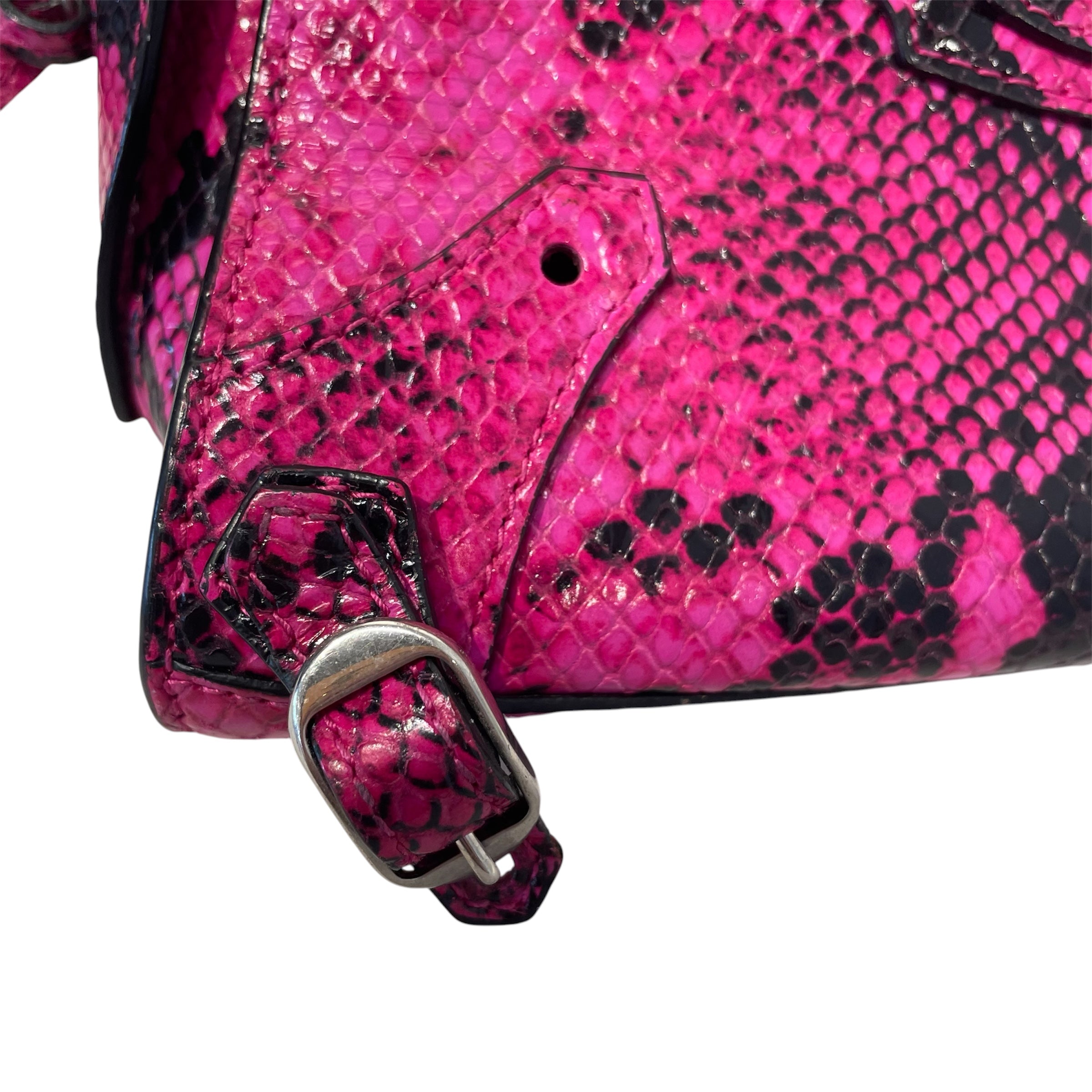 BALENCIAGA/Cross Body Bag/Animal Pattern/Leather/PNK/Black+Pink Snakeskin view 6