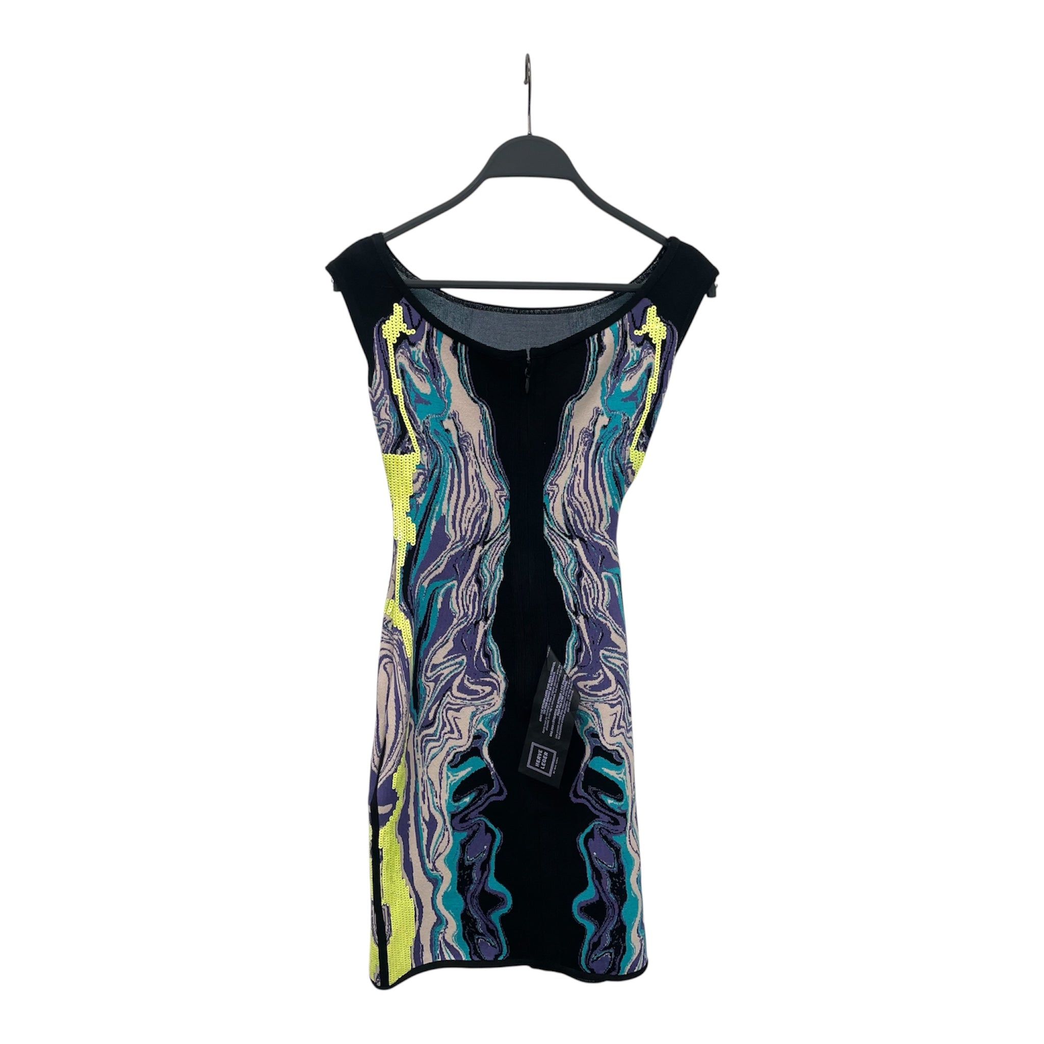 Herve Leger/Dress/M/Nylon/BLK/BODYCON GREEN SEQUINS view 2