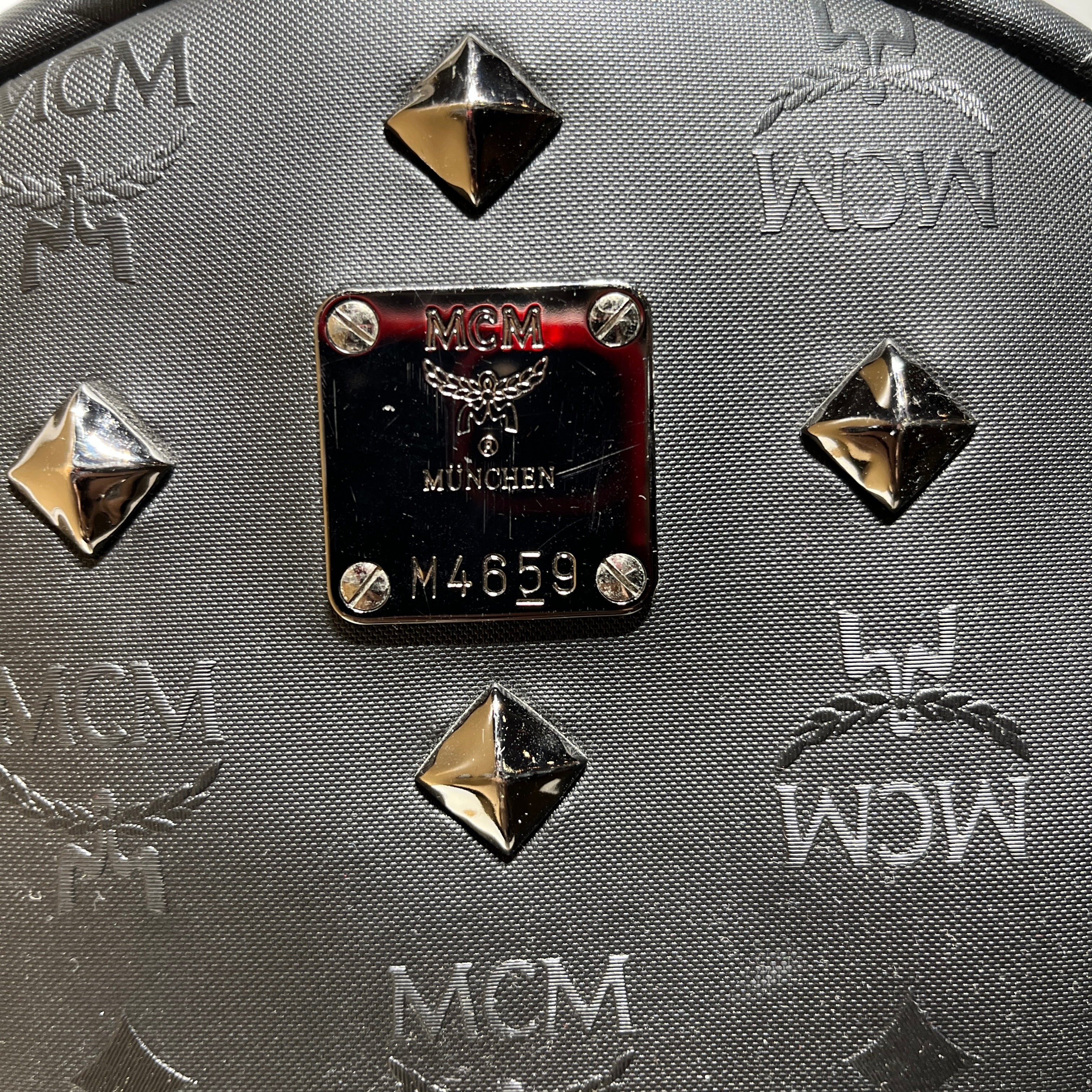MCM/Backpack/Monogram/Nylon/BLK/stud details view 6