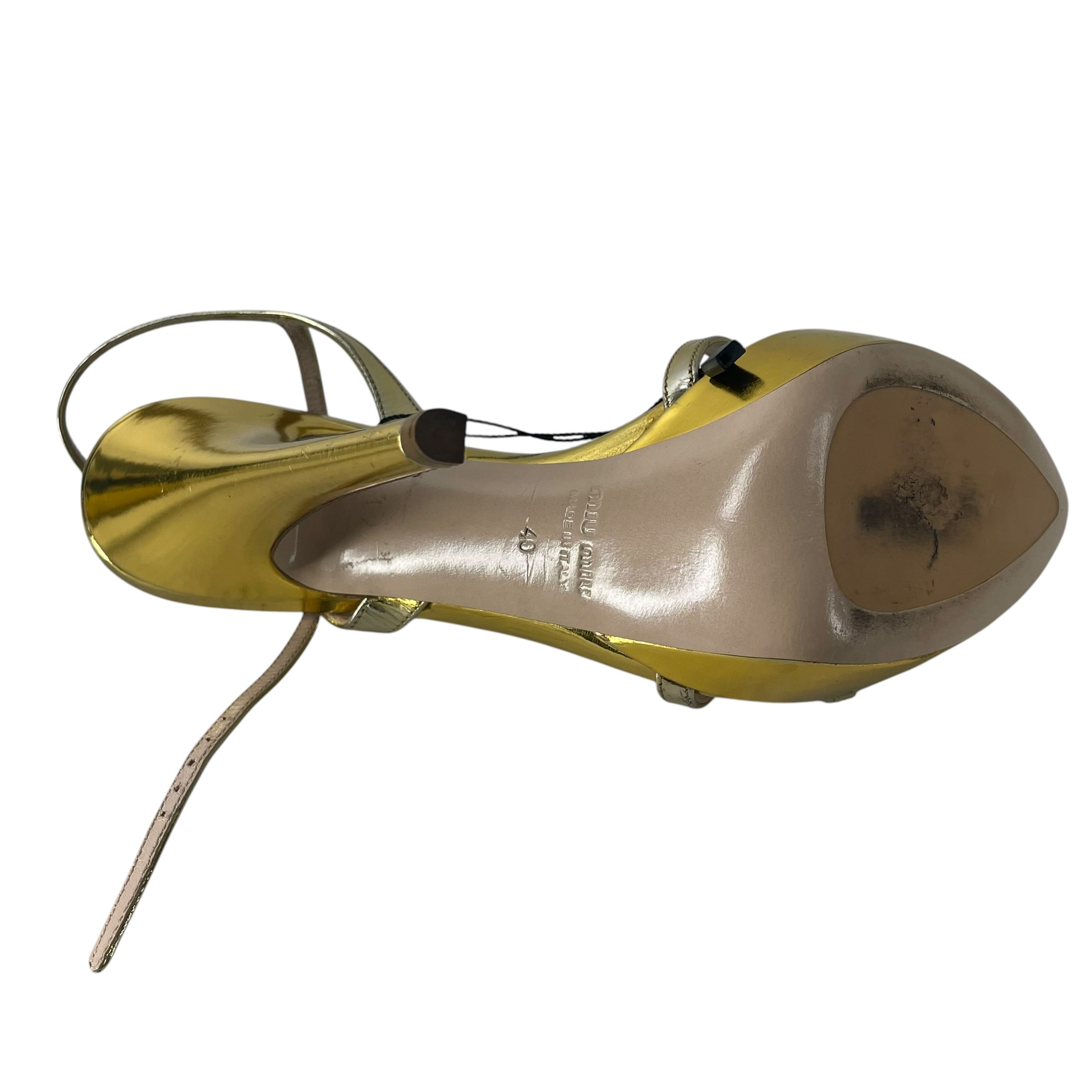 MIU MIU/Heels/EU 40/Leather/GLD/PATENT GOLD MINI PLATFORM HEEL view 4
