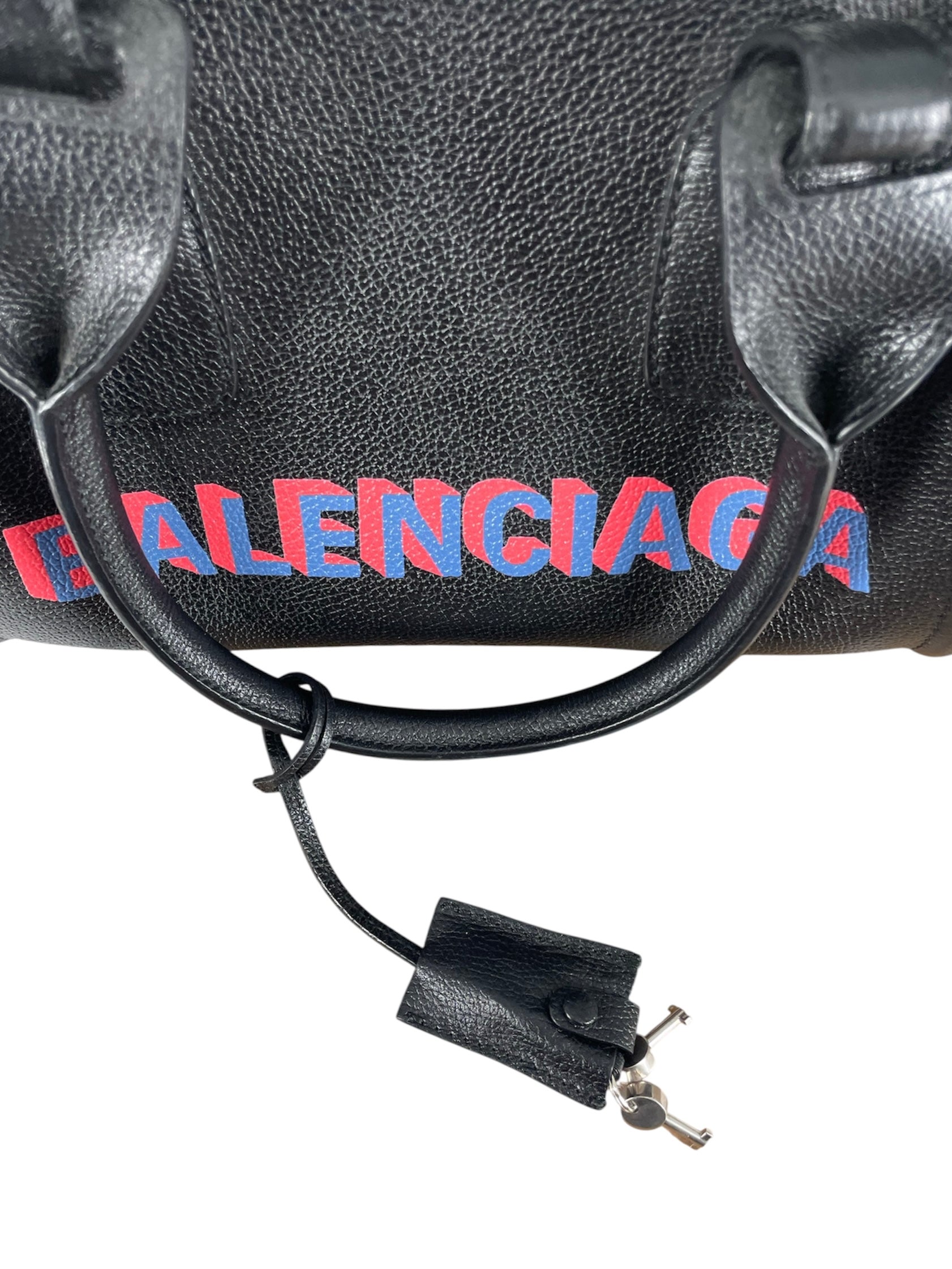 BALENCIAGA/Boston Bag/Graphic/Leather/BLK/PINK BLUE GRAPHIC LOGO BOSTON view 4