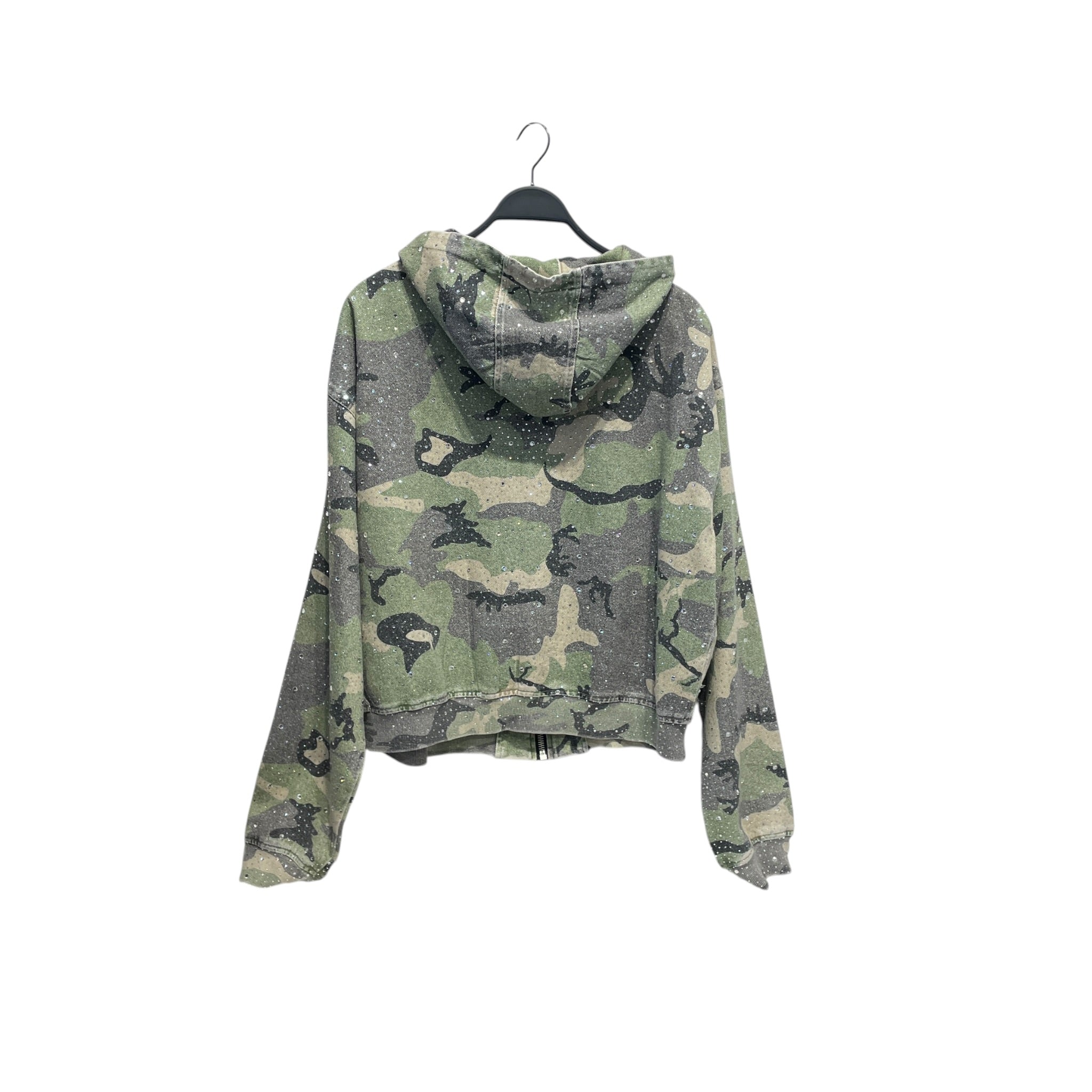 vale sports division/Zip Up Hoodie/L/Cotton/GRN/camozipup/rhinestones view 2