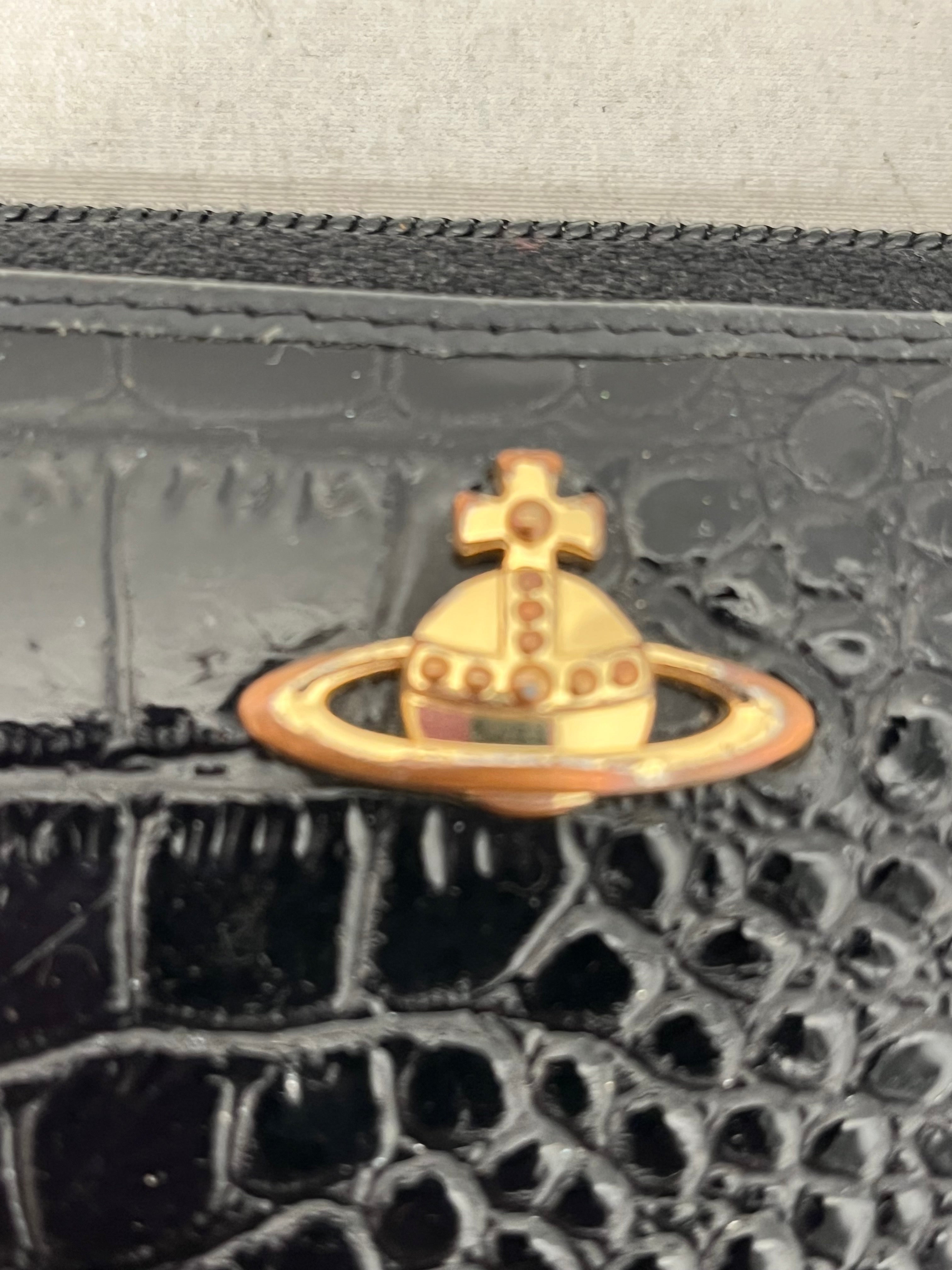 Vivienne Westwood/Wallet/Animal Pattern/Leather/BLK/L's/CROC GOLD ORB ZIP CLOSURE view 6