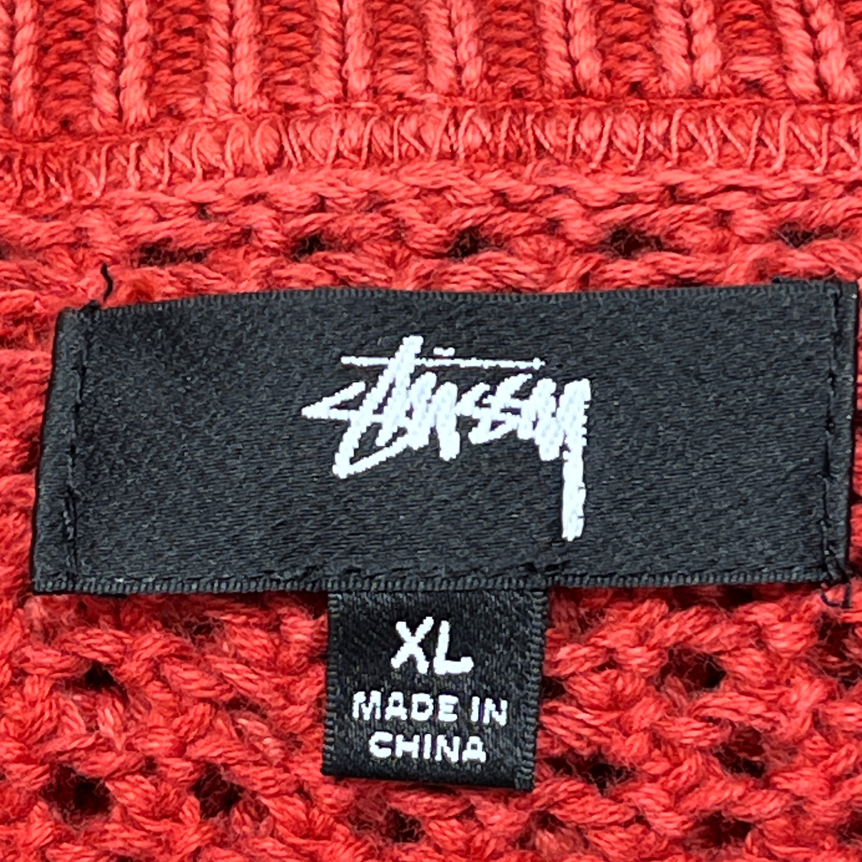 STUSSY/T-Shirt/XL/Cotton/RED/fishnet knit view 3