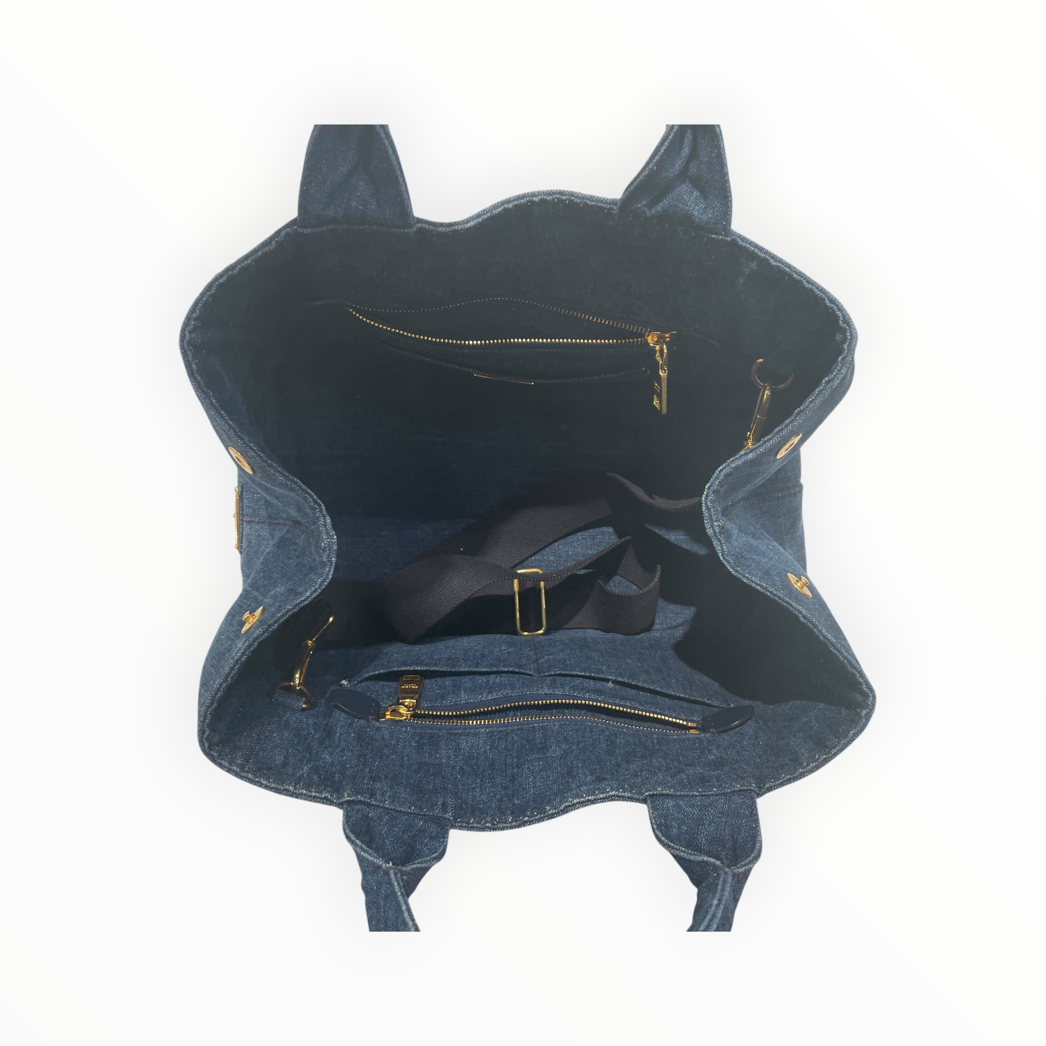 PRADA/Tote Bag/Denim/BLU/canapa denim tote bag view 3