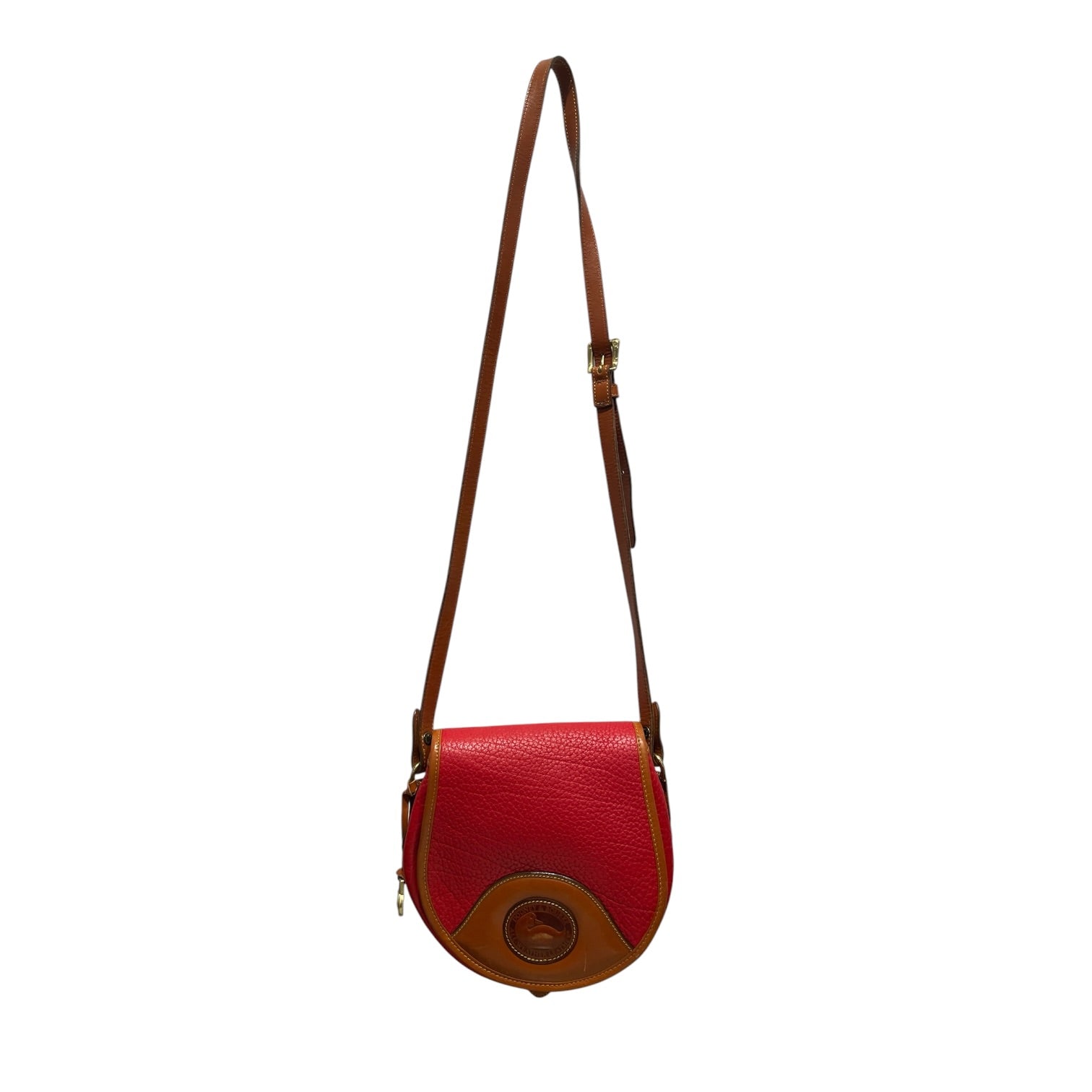 Dooney & Bourke/Cross Body Bag/Leather/RED/BIG DUCK SADDLE BAG