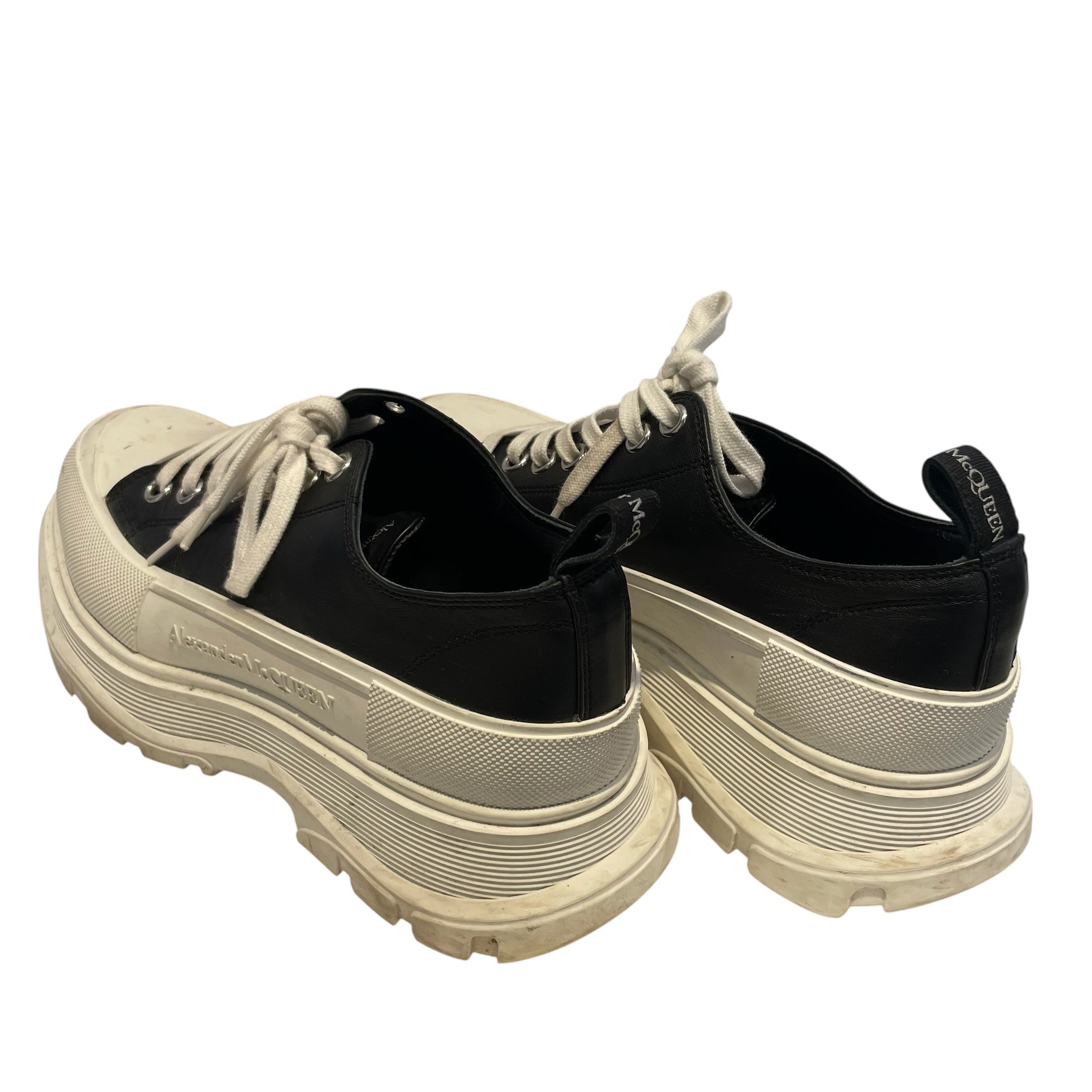 Alexander McQueen/Low-Sneakers/US 8/Leather/BLK/PLATFORM/WHTE LACES view 1