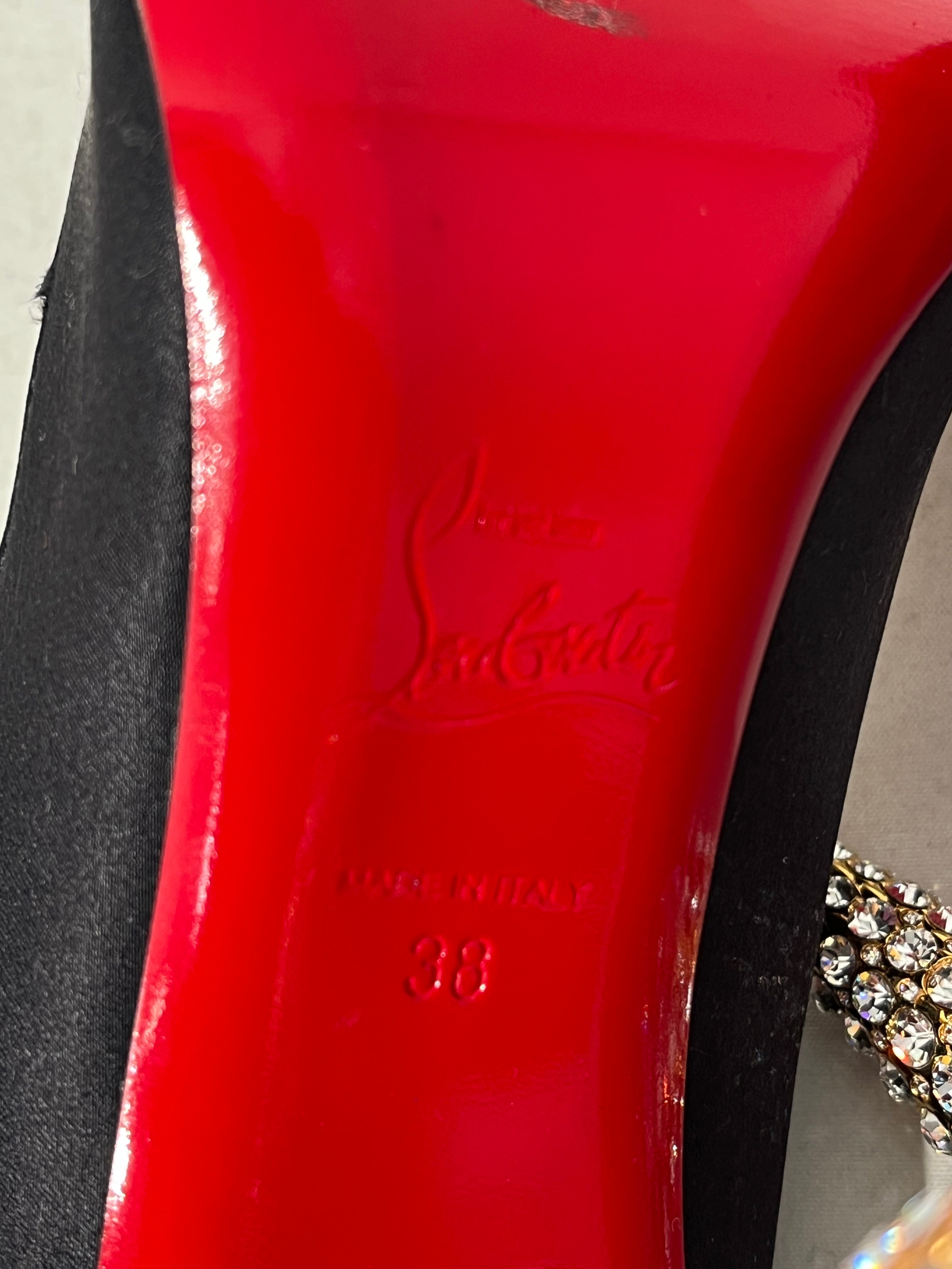 Christian Louboutin/Heels/EU 38/BLK/CRYSTAL HEEL view 7
