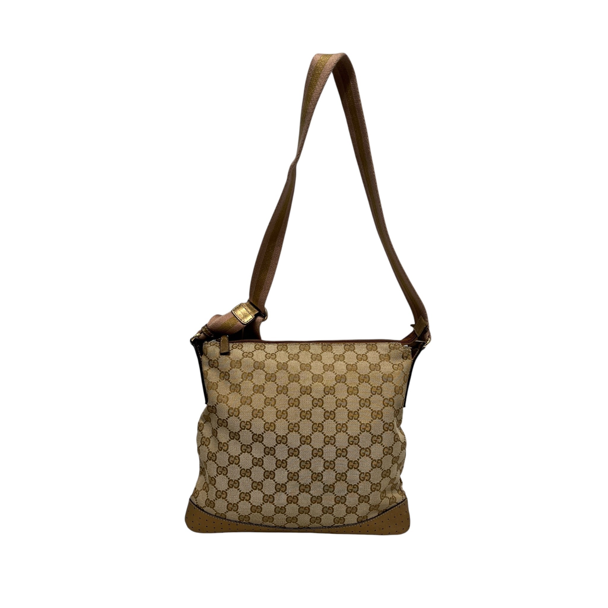 GUCCI/Cross Body Bag/Monogram/Cotton/BEG/MESSENGER BAG GOLD HIGHLIGHTS view 2