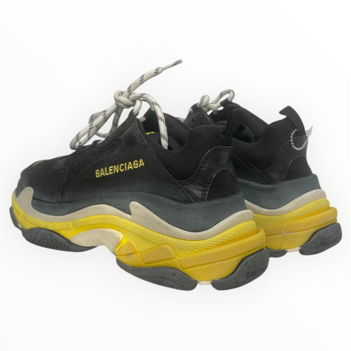 BALENCIAGA Low Sneakers EU 39 Leather BLK Triple S Black Yellow 2nd STREET USA