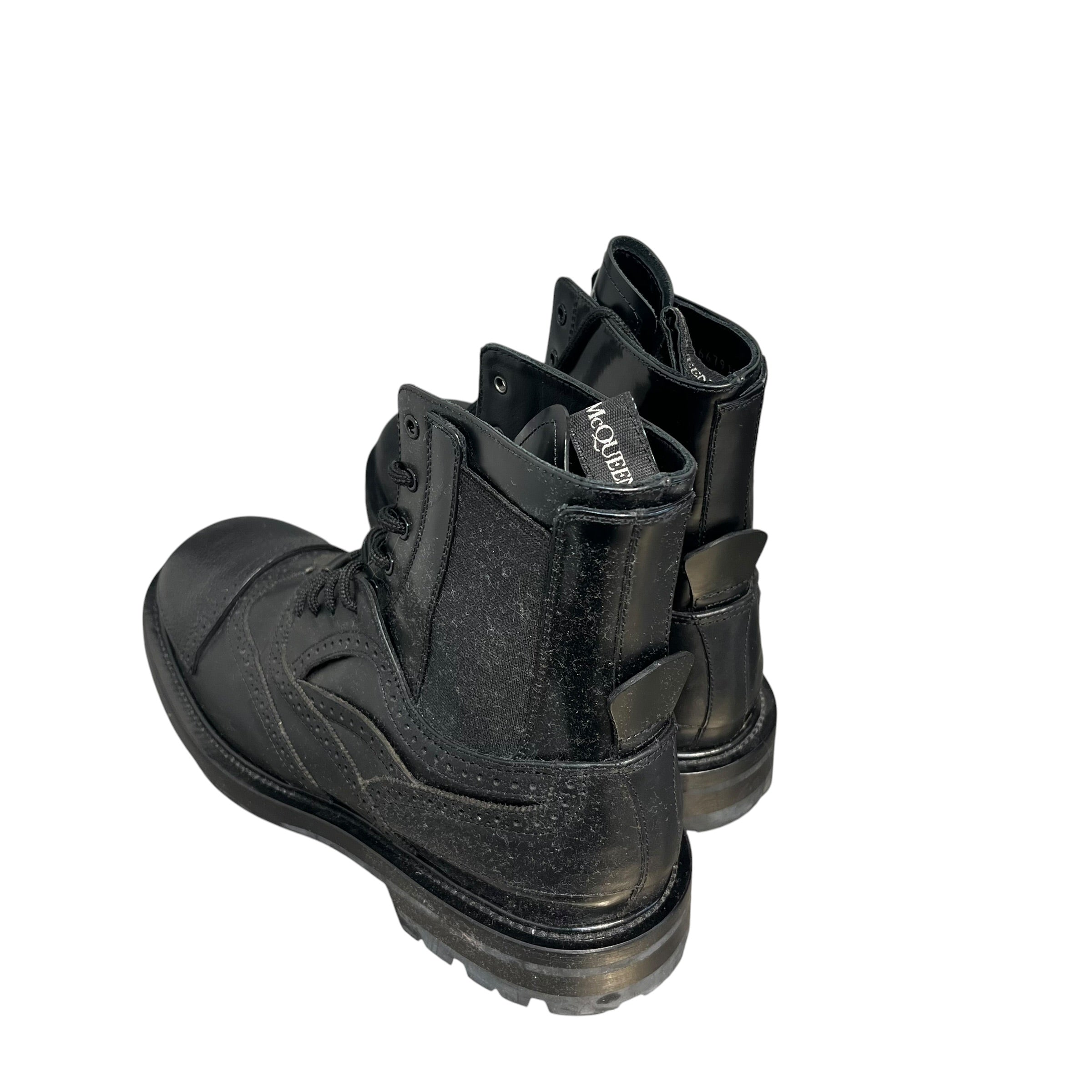 Alexander McQueen/Lace Up Boots/EU 42/Leather/BLK/brogue combat rubber sole view 2