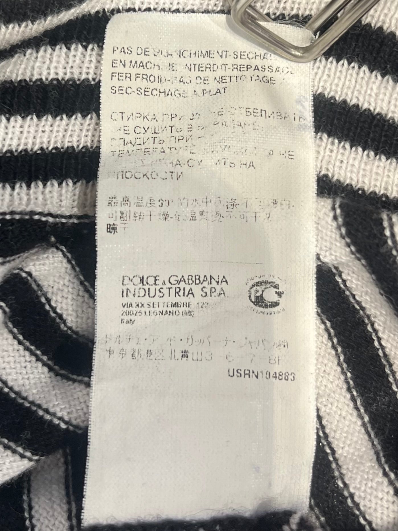 DOLCE&GABBANA/Cardigan/L/Stripe/Cotton/WHT/black and white stripes view 8