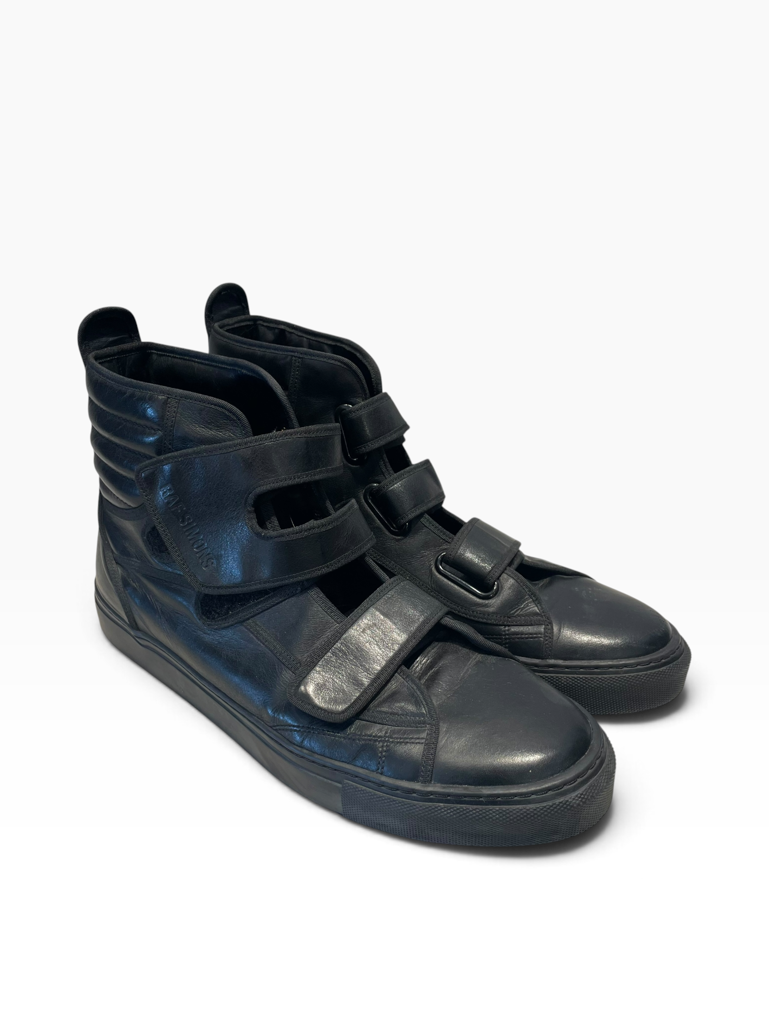 RAF SIMONS/Hi-Sneakers/EU 44/Leather/BLK/Double Flap Velcro Shoe view 1