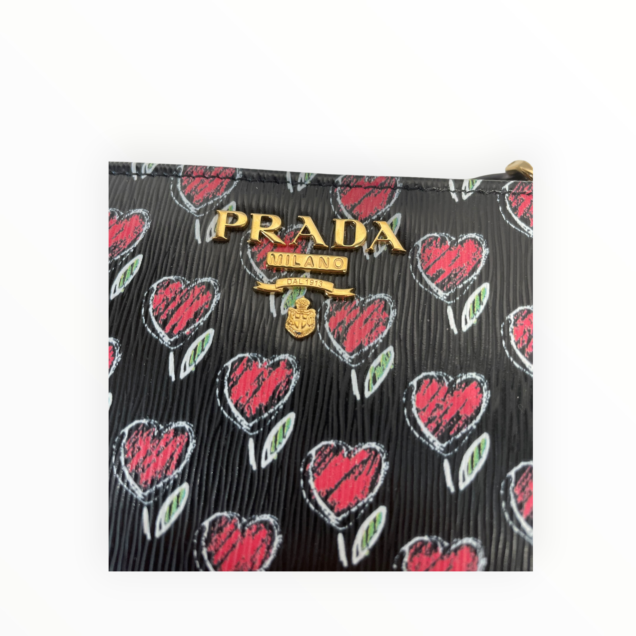 PRADA/Bifold Wallet/All Over Print/Leather/BLK/L's/Heart Print view 5