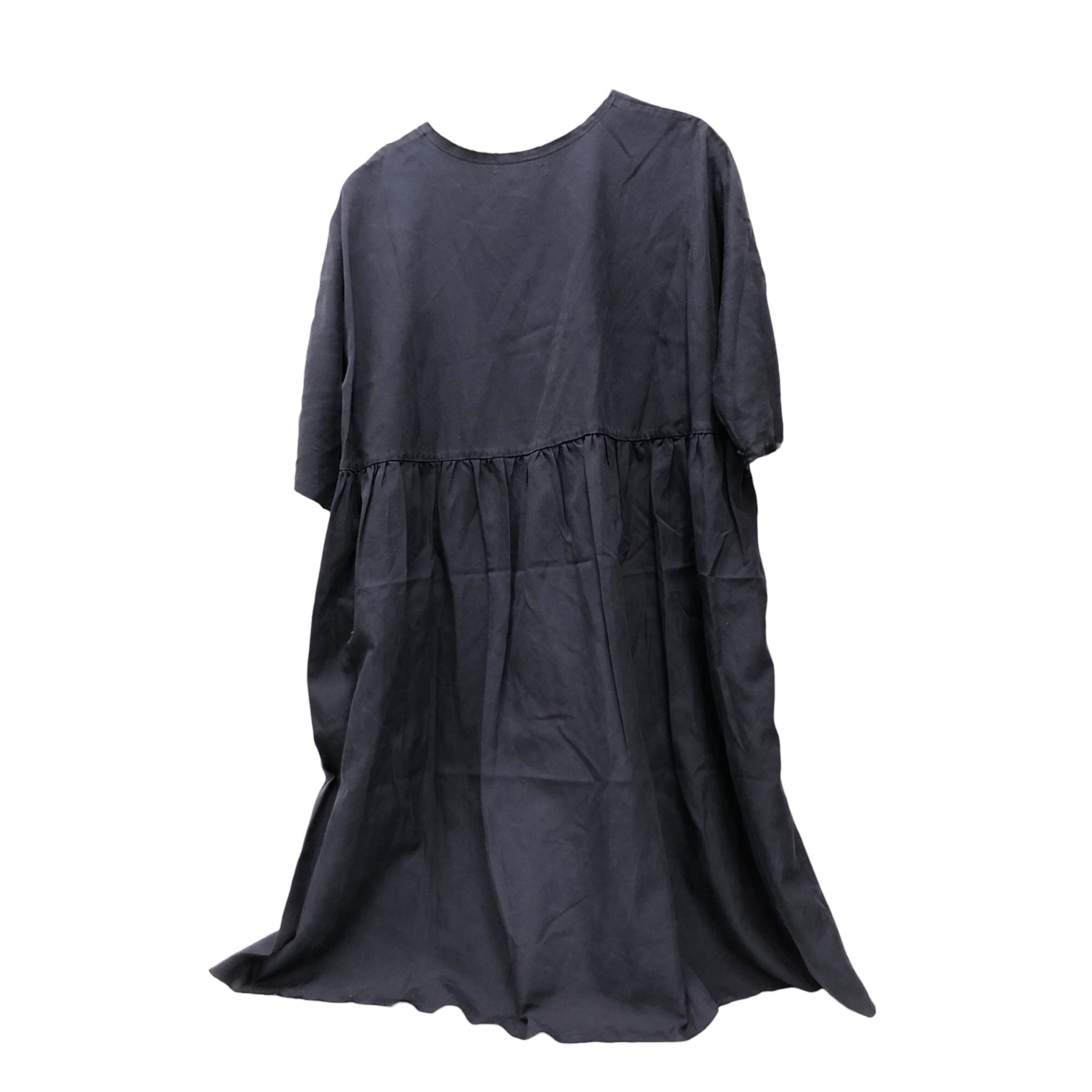 LOUIZA BABOURYAN/SS Dress/S/Cotton/NVY/RAW EDGE COLLAR AND BOTTOM HEM view 2