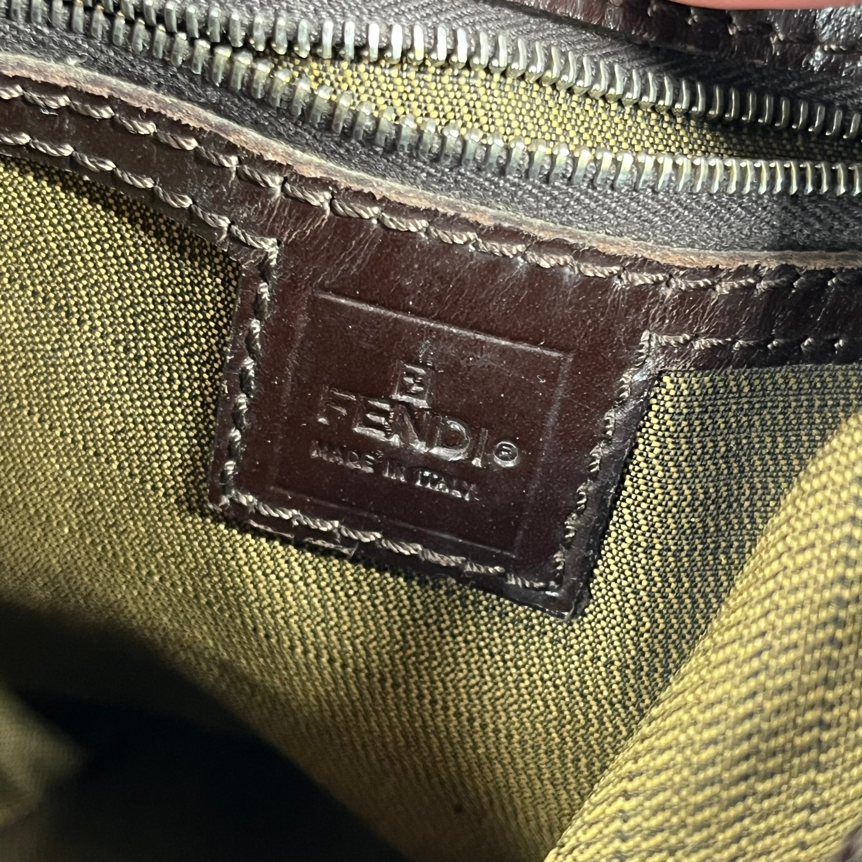 FENDI/Hand Bag/Monogram/Cotton/BRW/Leather Trim Bucket Bag view 5