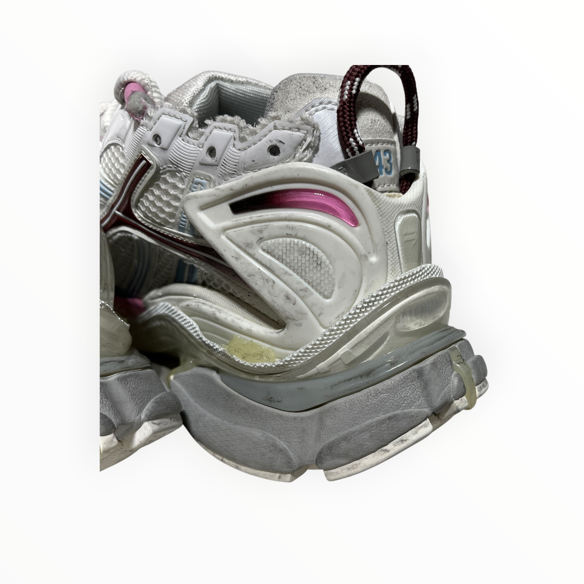 BALENCIAGA/Low-Sneakers/US 10/Leather/WHT/blue and pink runner gradient view 4
