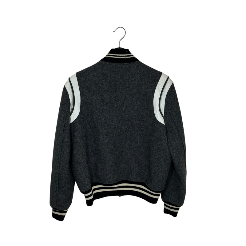 SAINT LAURENT/Jacket/48/Wool/GRY/VARSITY