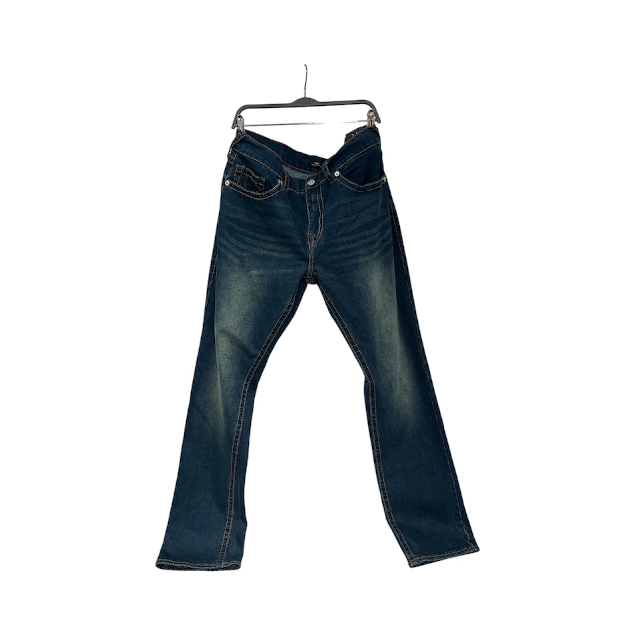 TRUE RELIGION/Straight Pants/36/Denim/BLU/112790 green stitching w/ wash view 1
