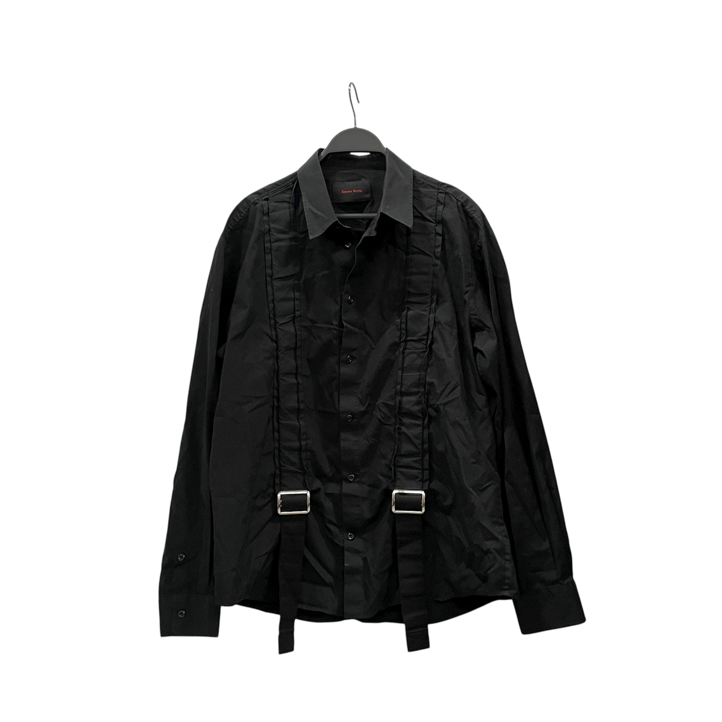 SIMONE ROCHA/LS Shirt/L/Cotton/BLK/BUCKLE DETAILING view 1