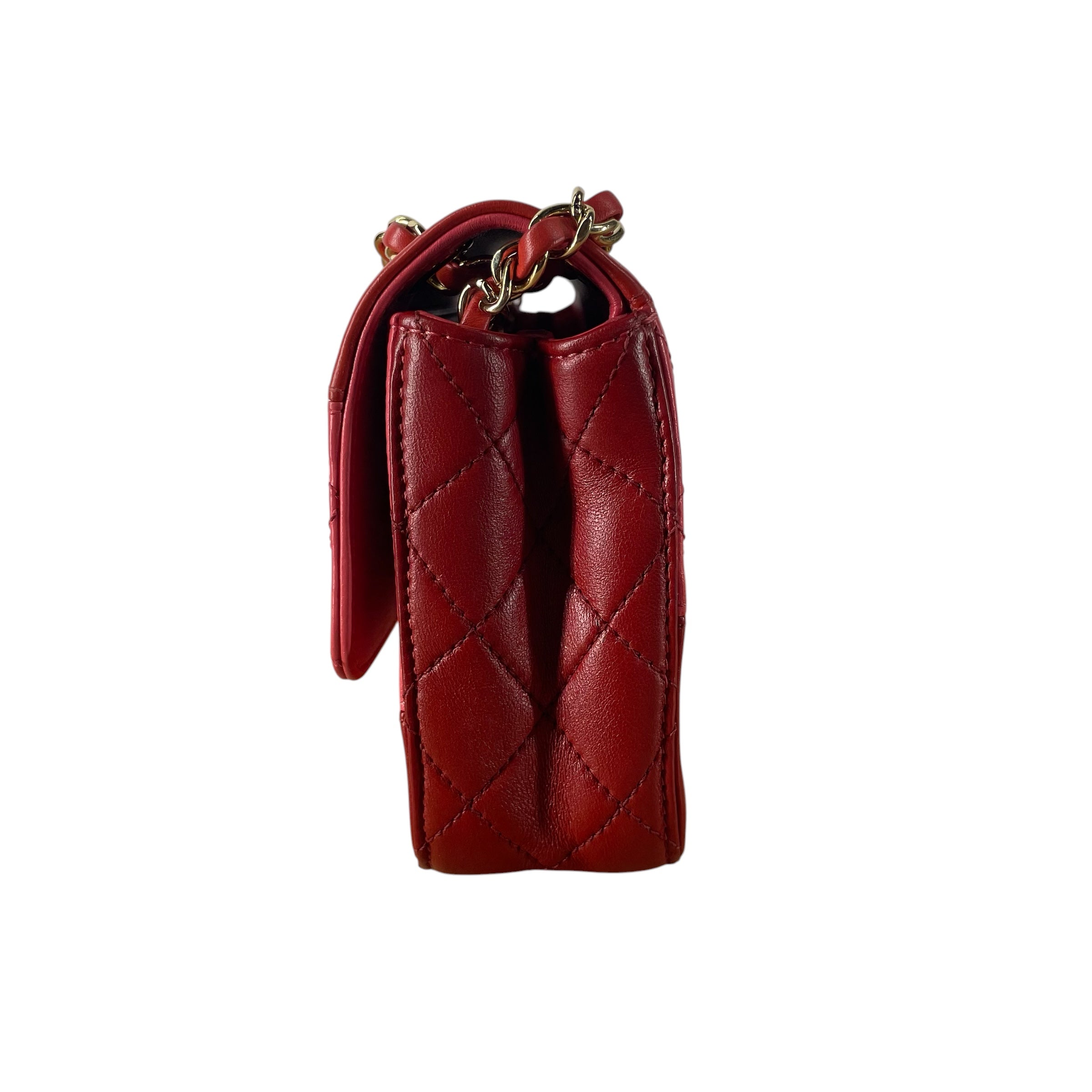 CHANEL/Cross Body Bag/Lambskin/RED/TRI COLOR LAMBSKIN QUILTED view 4