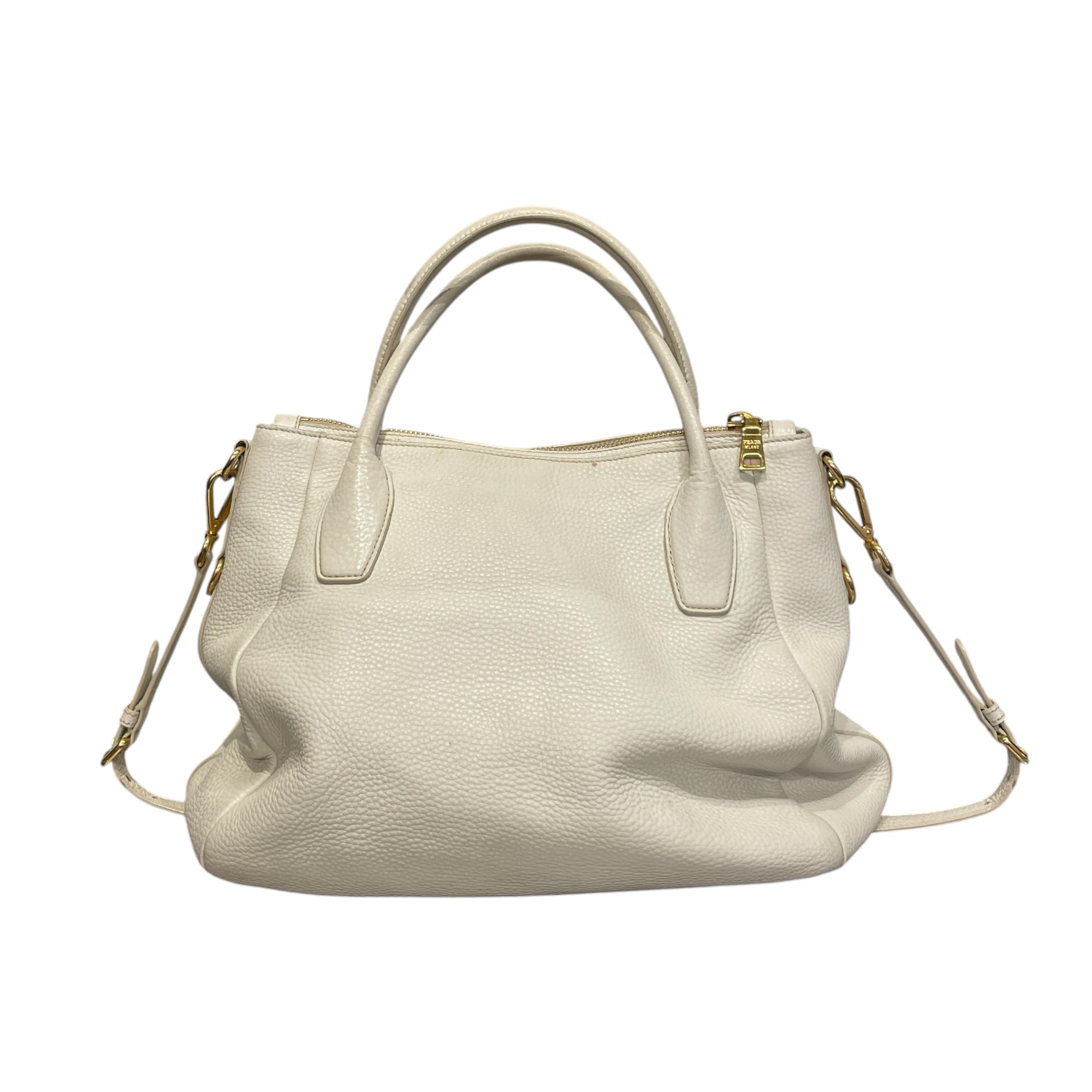 PRADA/Tote Bag/Leather/WHT/vitello dano zip top convertib view 4