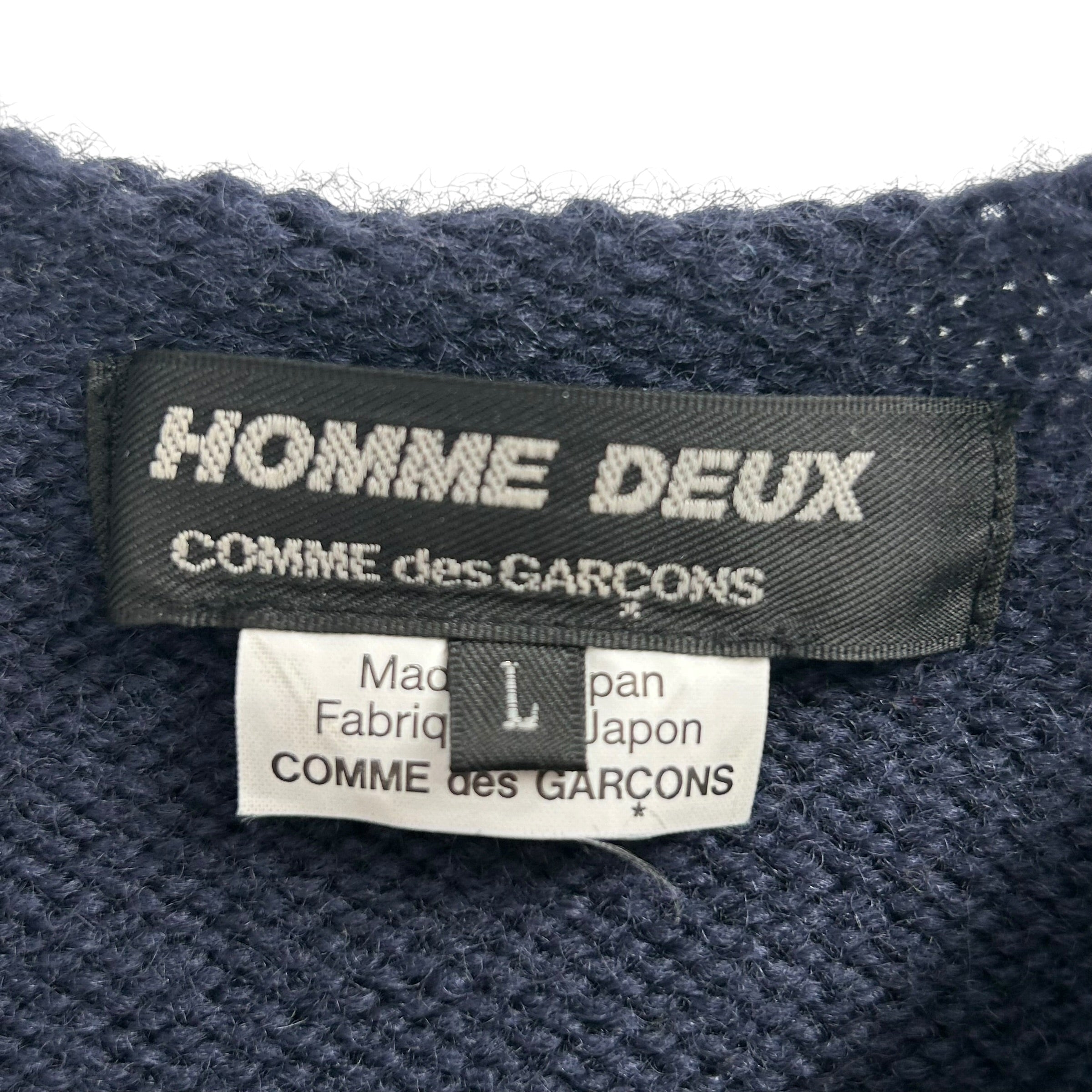 COMME des GARCONS HOMME DEUX/Sweater/L/Wool/NVY/CABLE KNIT view 3