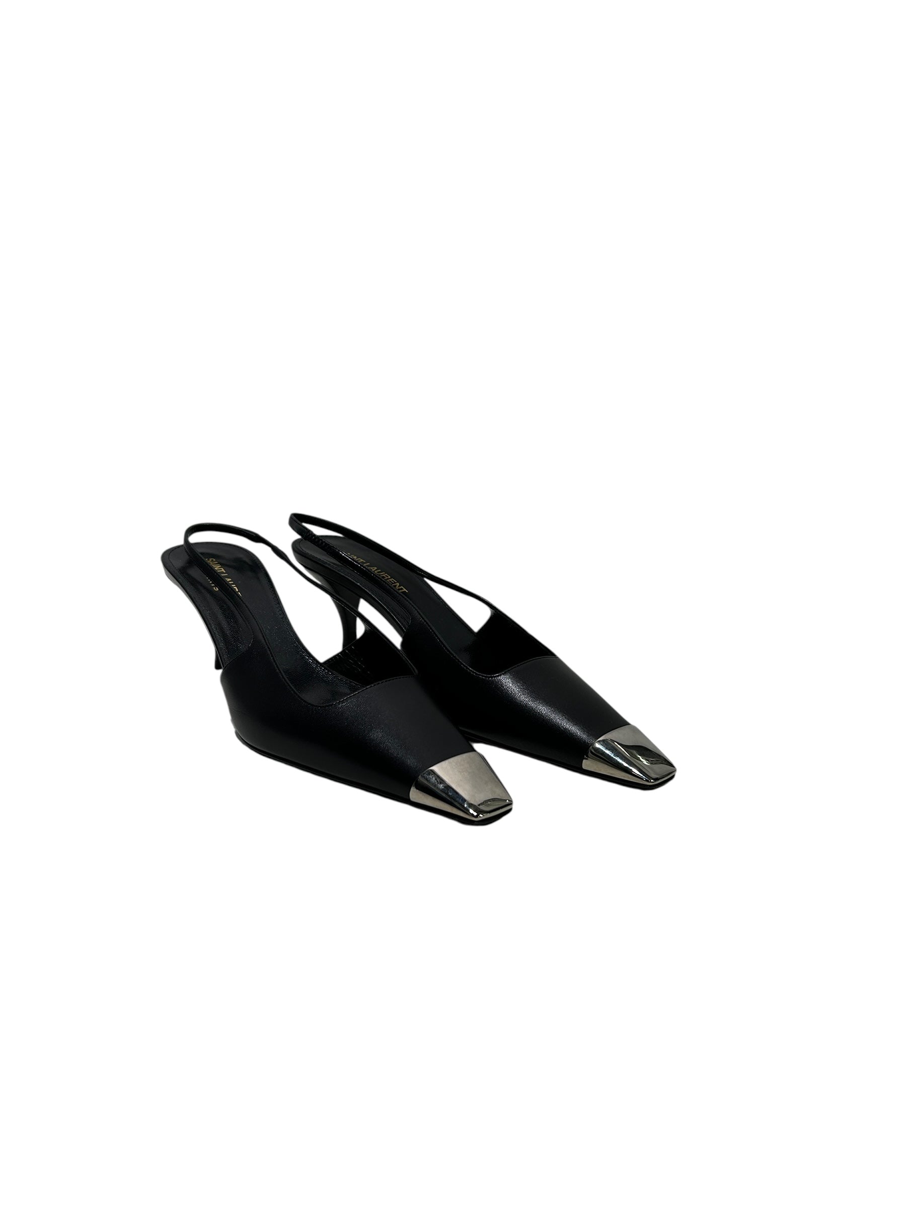 SAINT LAURENT/Heels/EU 36.5/Leather/BLK/POINTED LOW HEELS METAL TOE view 1