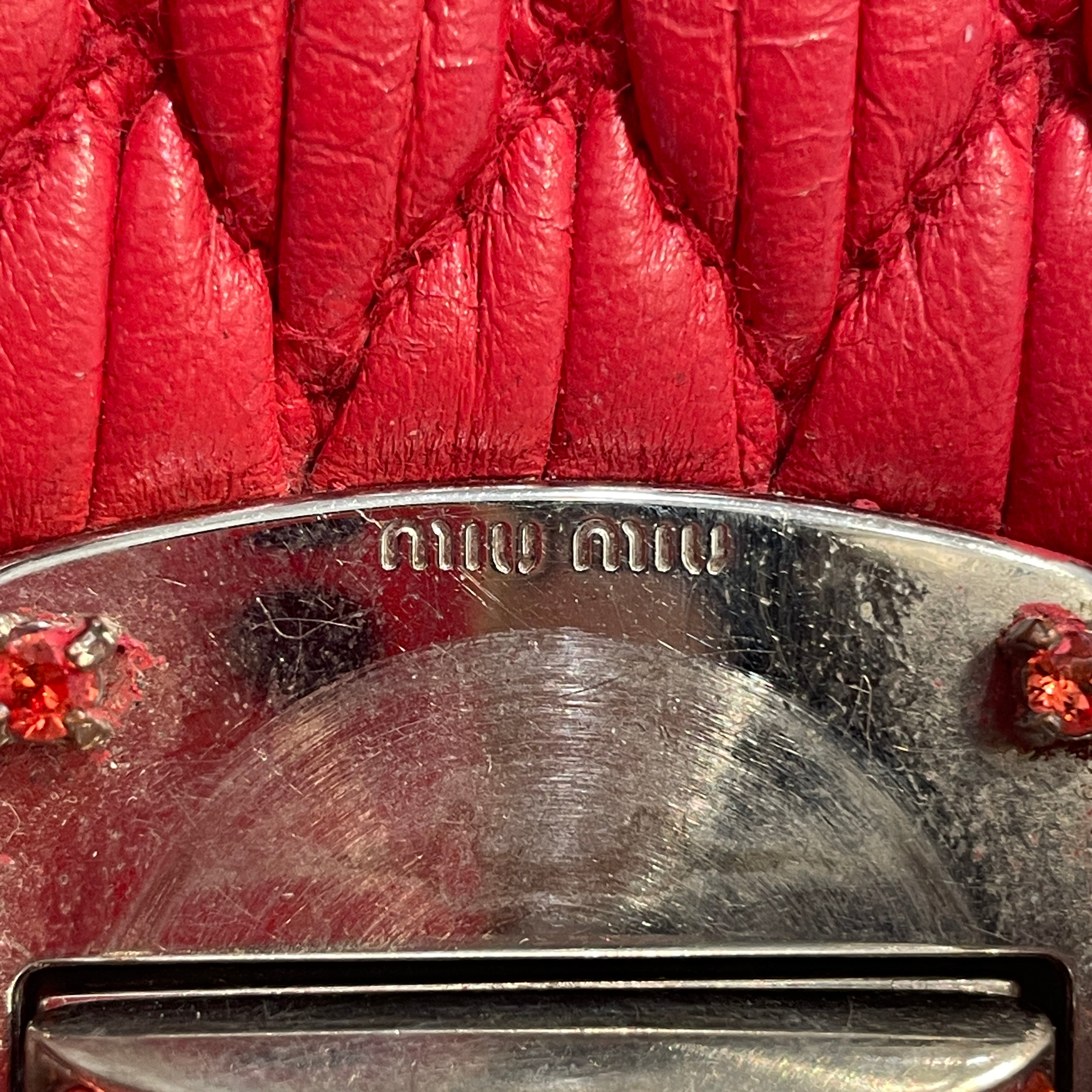 MIU MIU/Hand Bag/Leather/RED/Crystal Cloque view 6