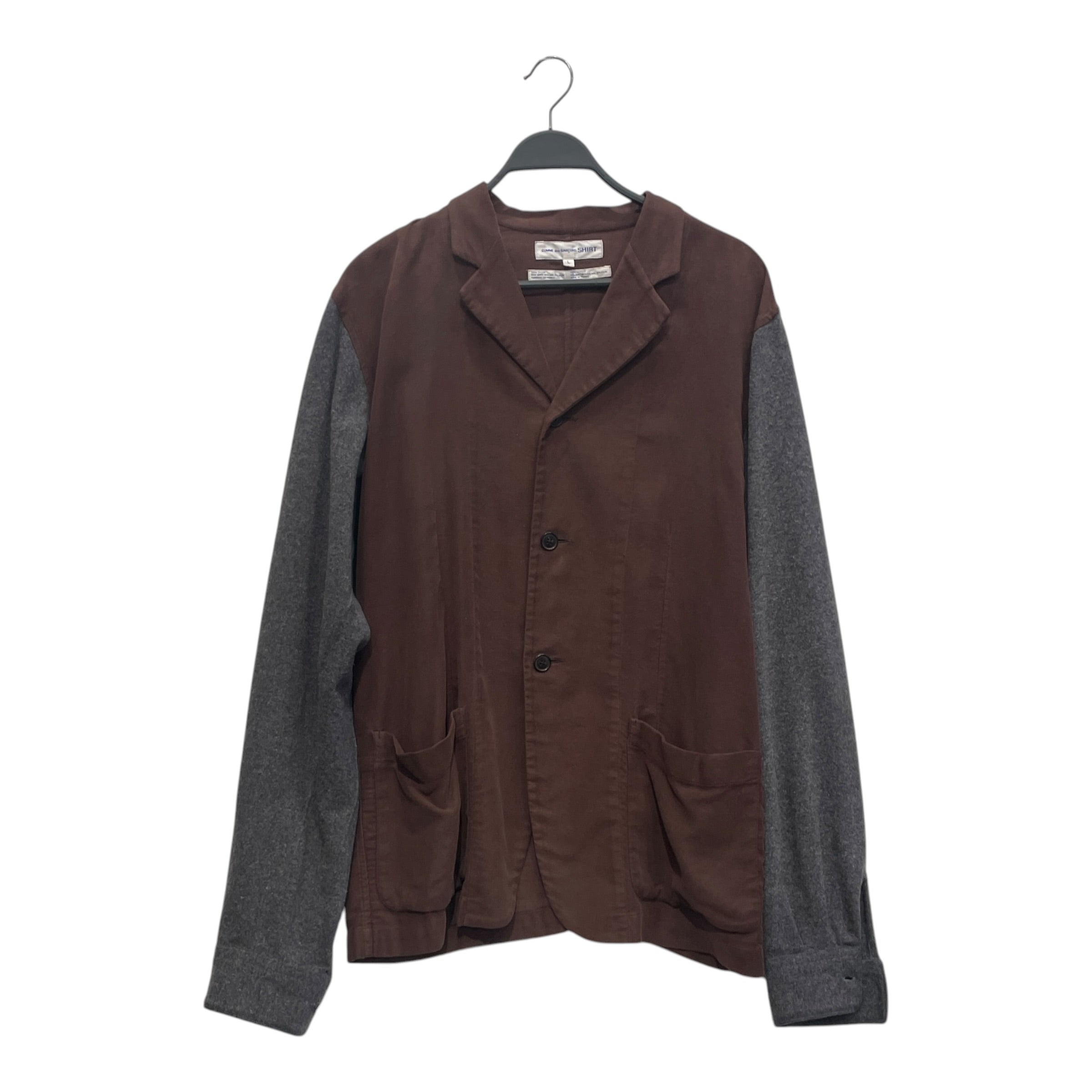 COMME des GARCONS SHIRT/Suits/L/Cotton/BRW/Single Breasted/GREY KNIT WOOL SLEEVE view 1