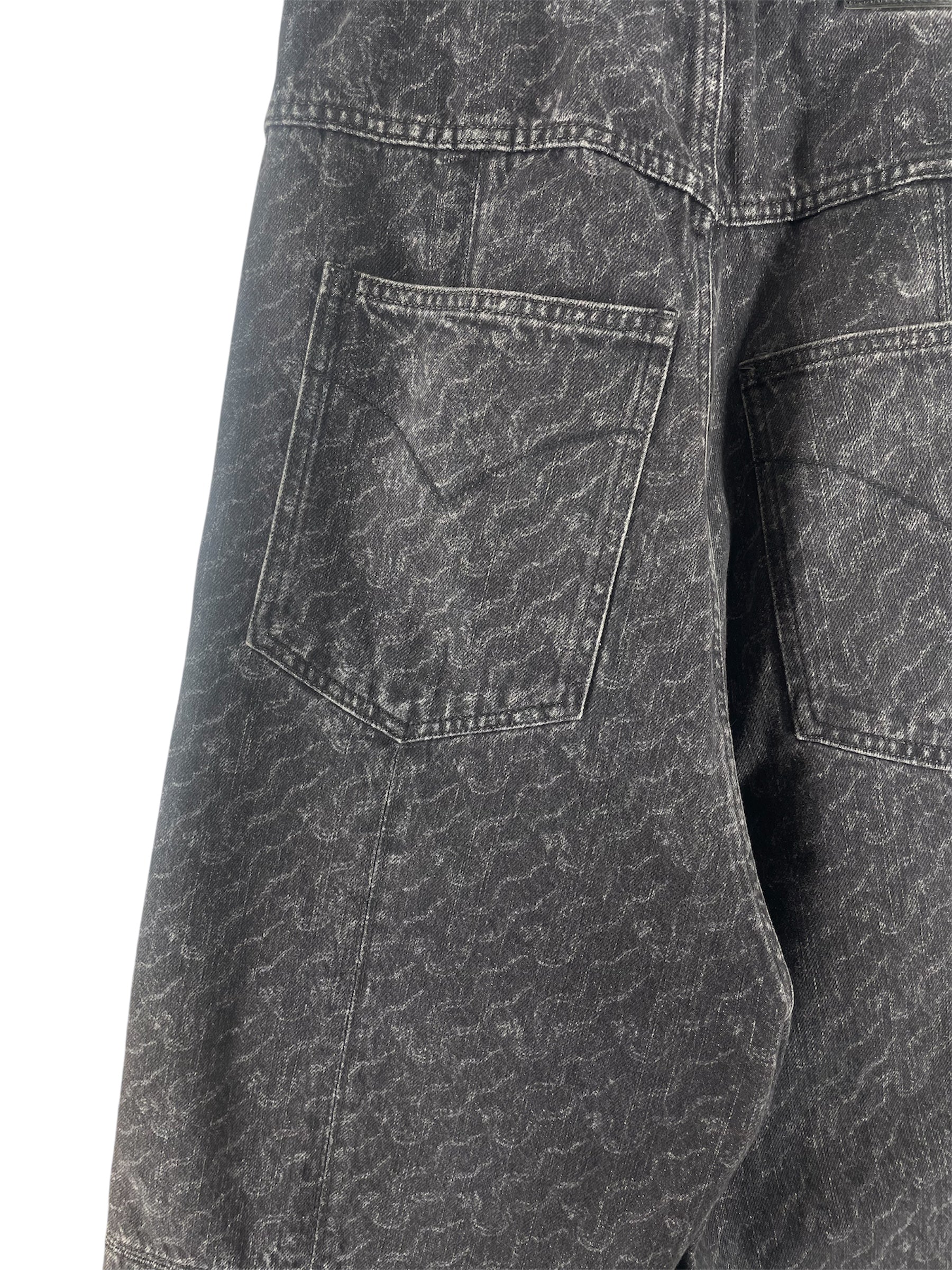 LU'U DAN/Straight Pants/28/Denim/GRY/All Over Print/KNEE PATCH WIDFE LEG view 3