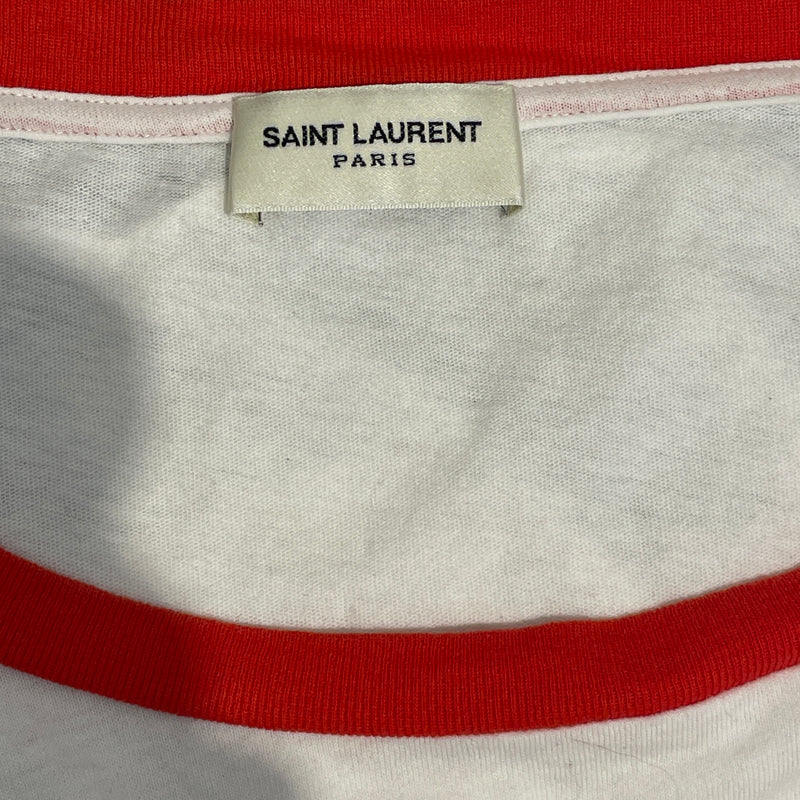 SAINT LAURENT/T-Shirt/L/Cotton/WHT/Graphic/waiting for sunset