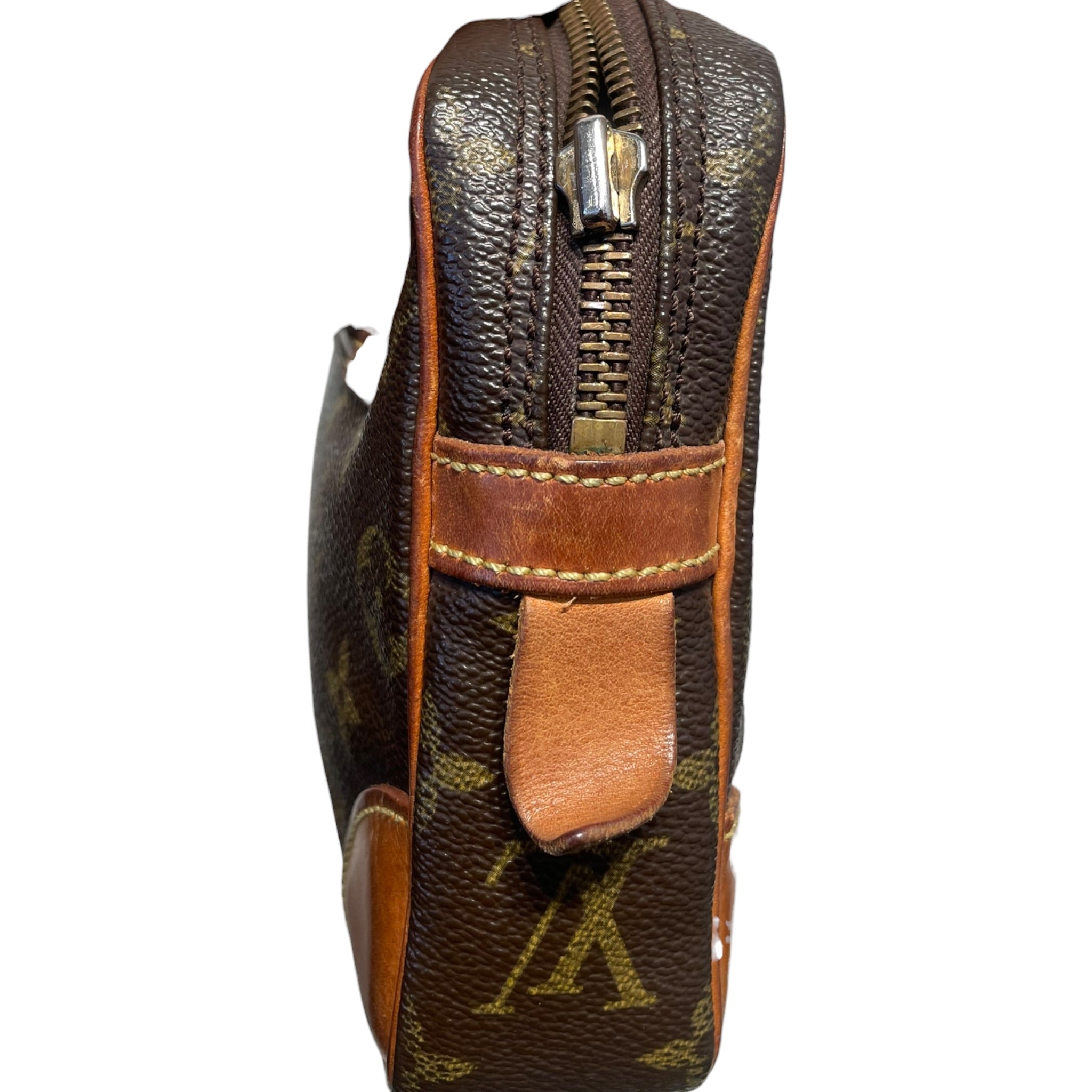 LOUIS VUITTON/Pouch/Monogram/Leather/BRW/small case missing zipper pull view 6