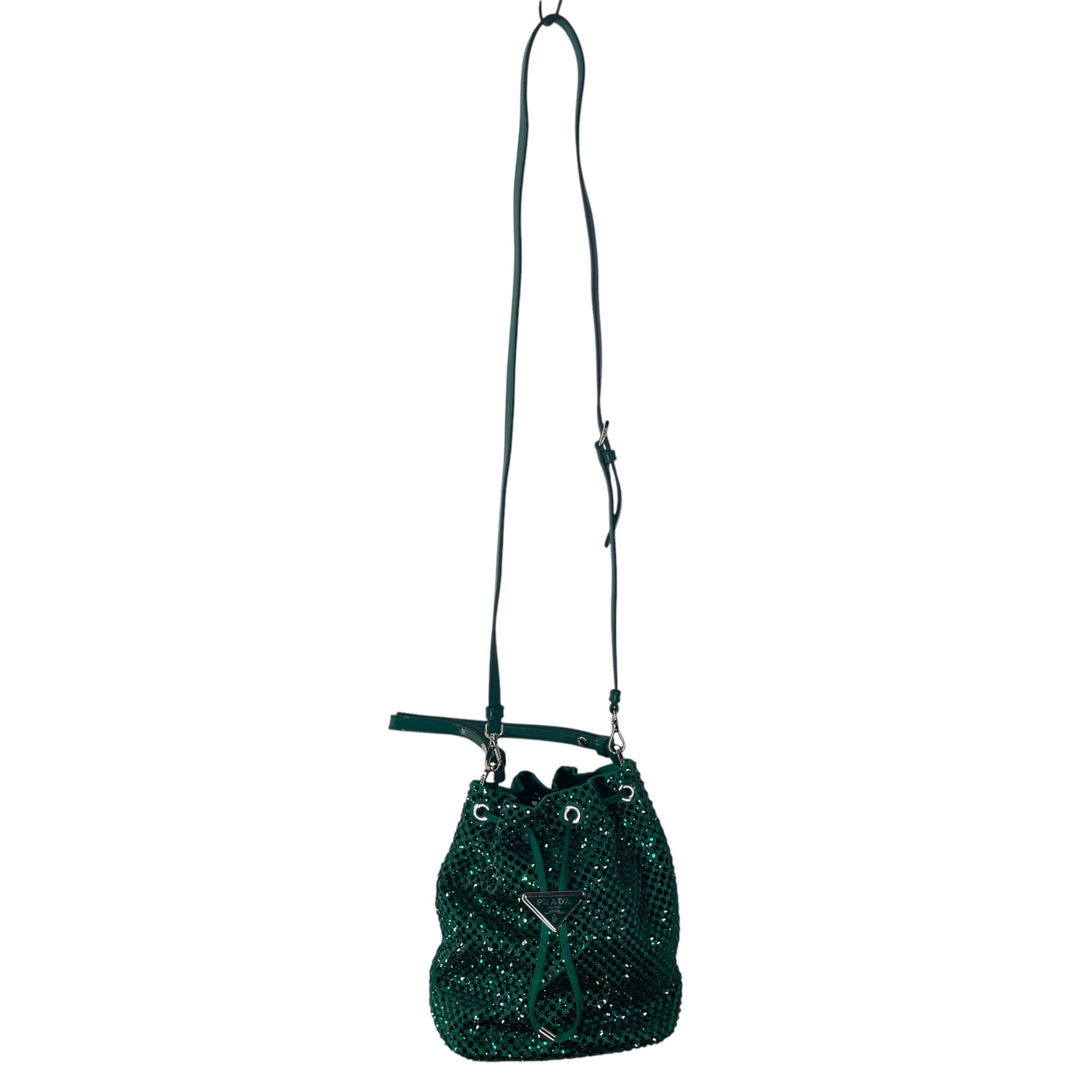 PRADA/Basket Bag/GRN/CRYSTAL STUDDED SATIN view 7
