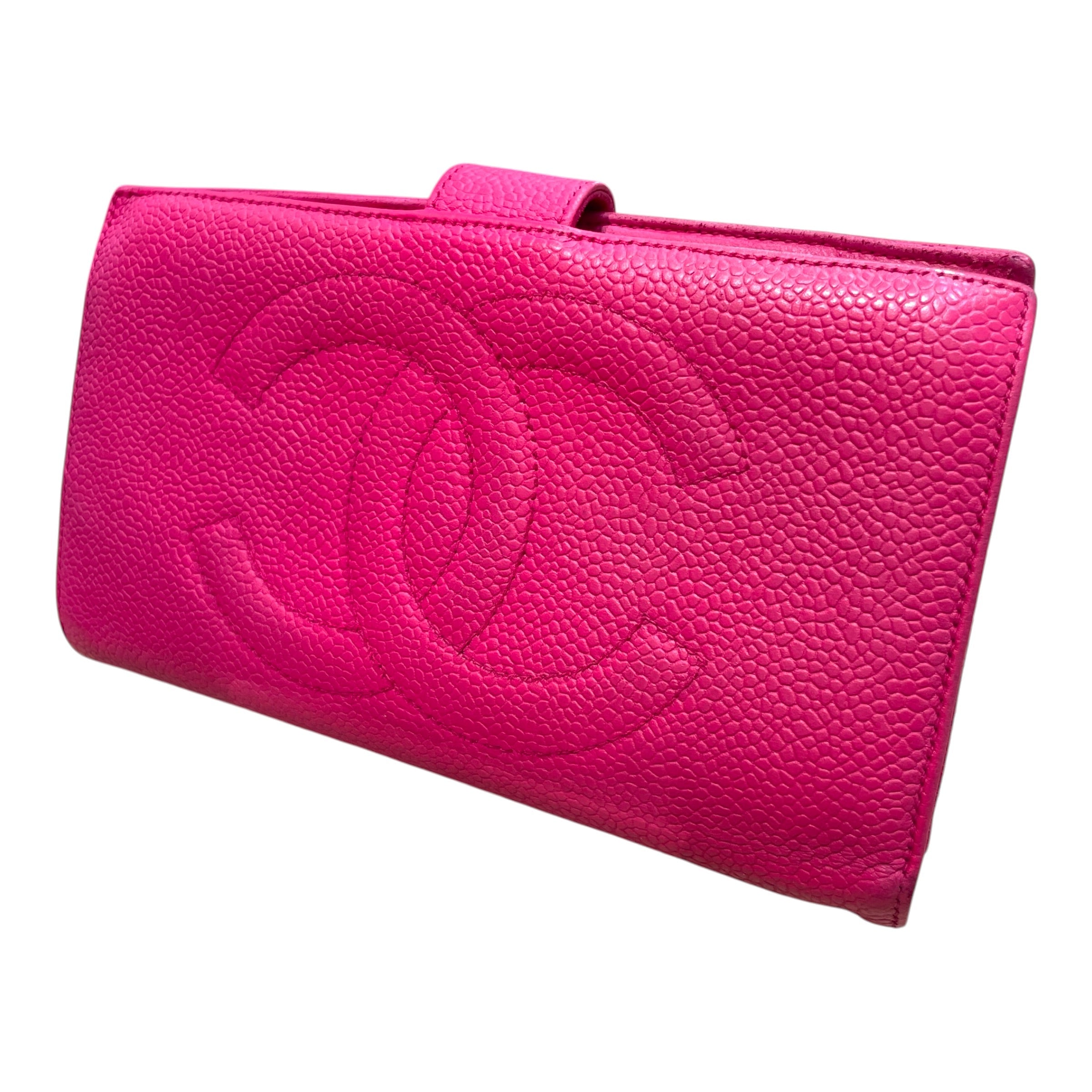CHANEL/Long Wallet/Leather/PNK/L's/Cavier CC Logo Embossed Wallet view 1