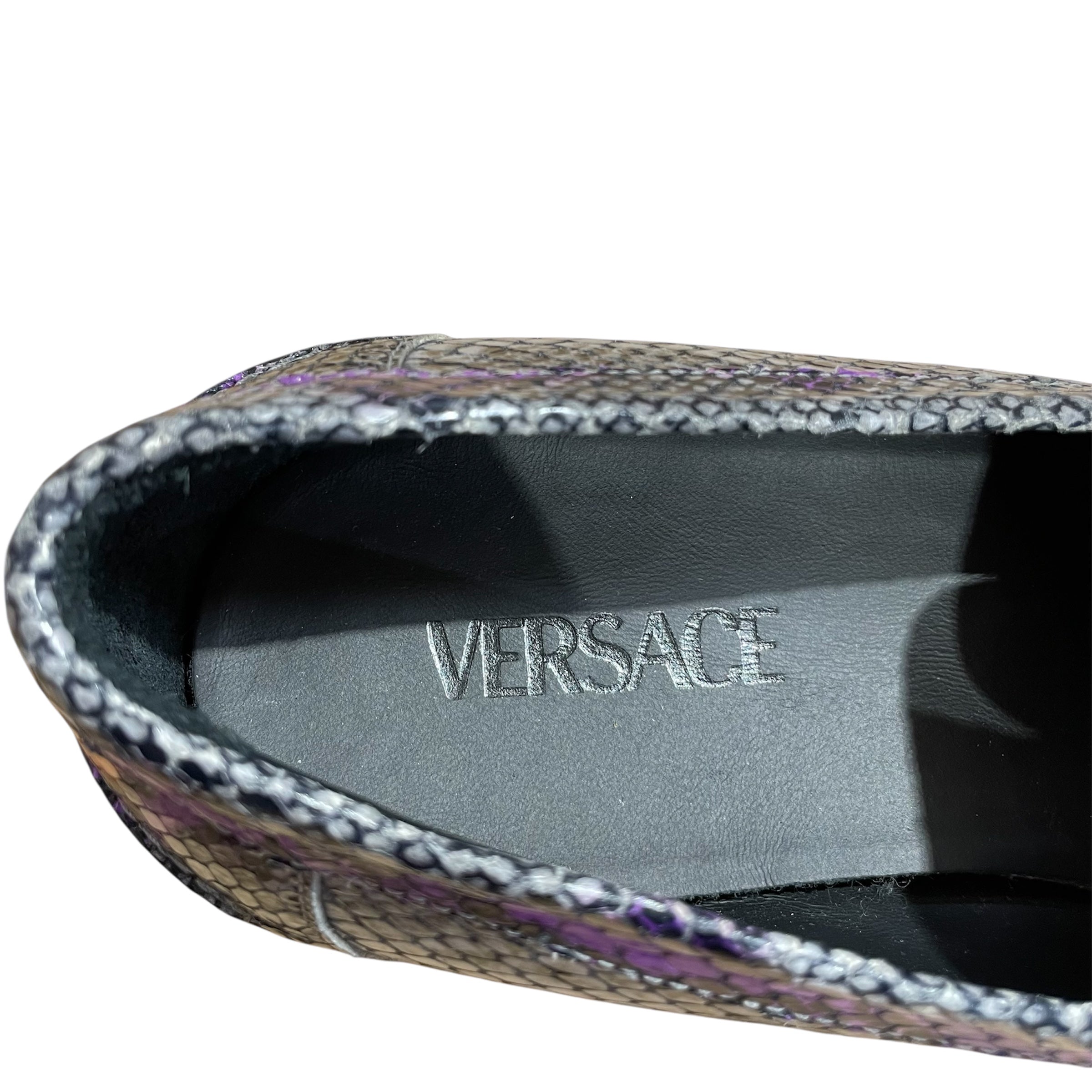 VERSACE/Dress Shoes/EU 41/Animal Pattern/Leather/GRY/phython embossed loafers view 7