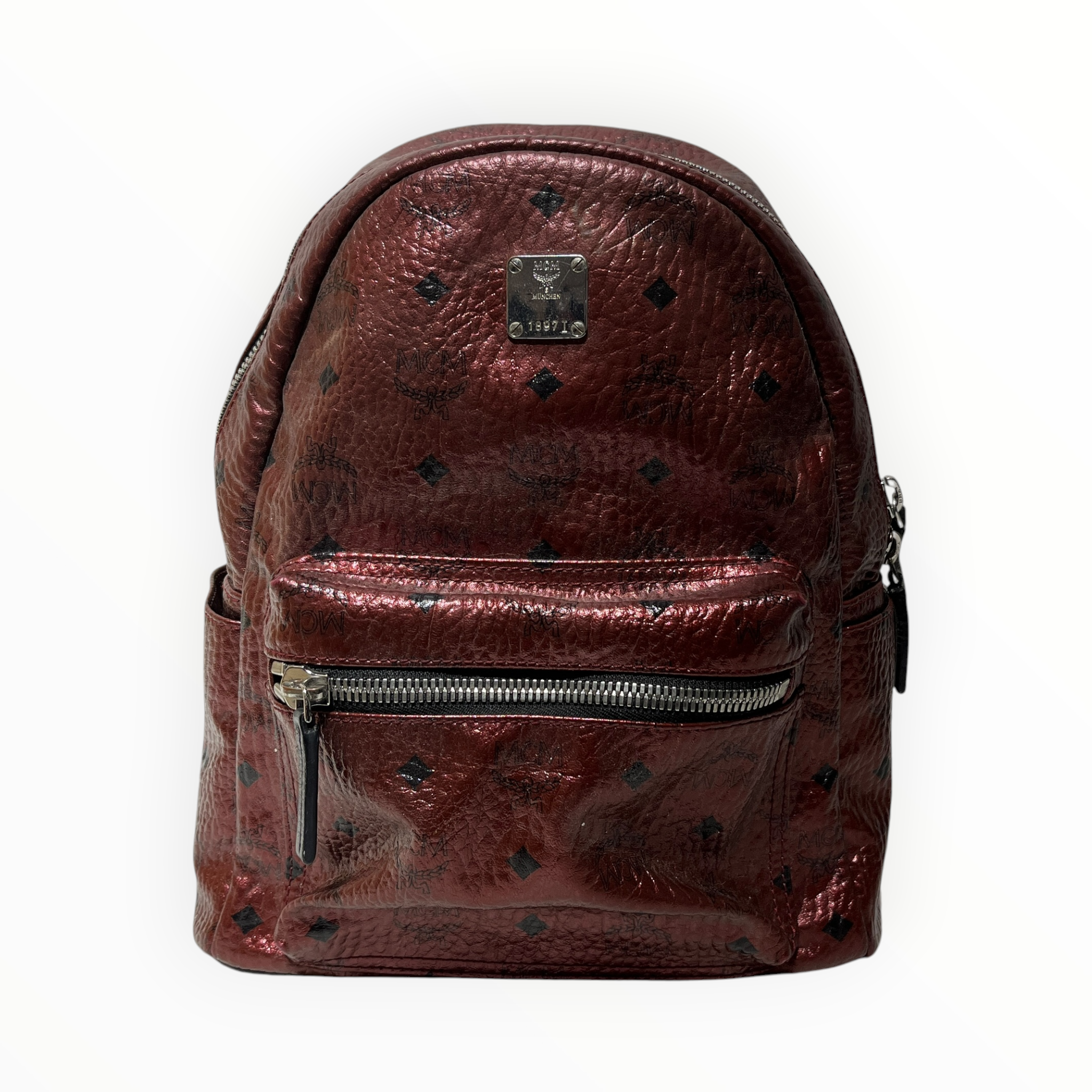 MCM/Backpack/Leather/RED/red medium bckpck view 1