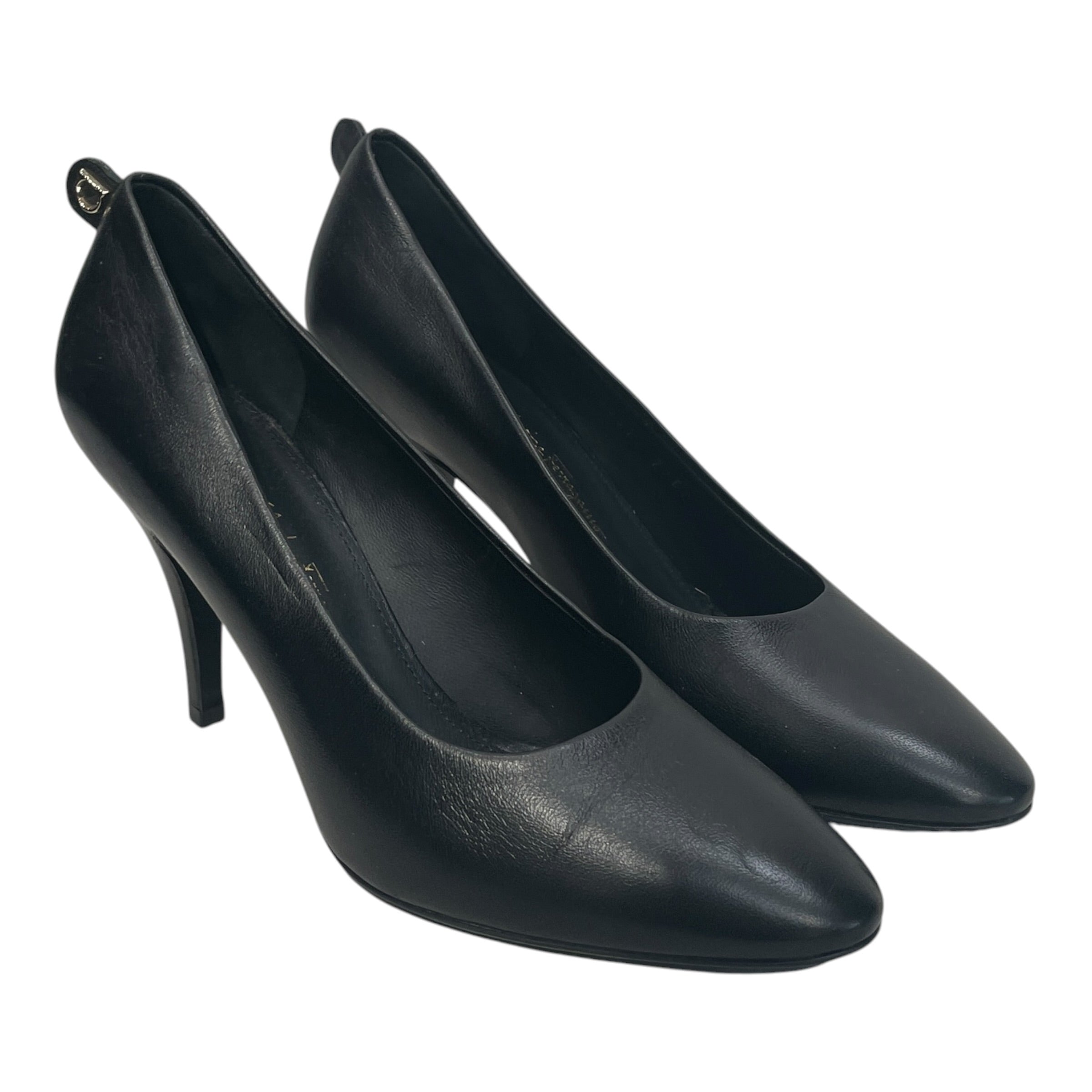 Salvatore Ferragamo/Heels/US 7/Leather/BLK/GIANCINI TAB ON HEEL view 1