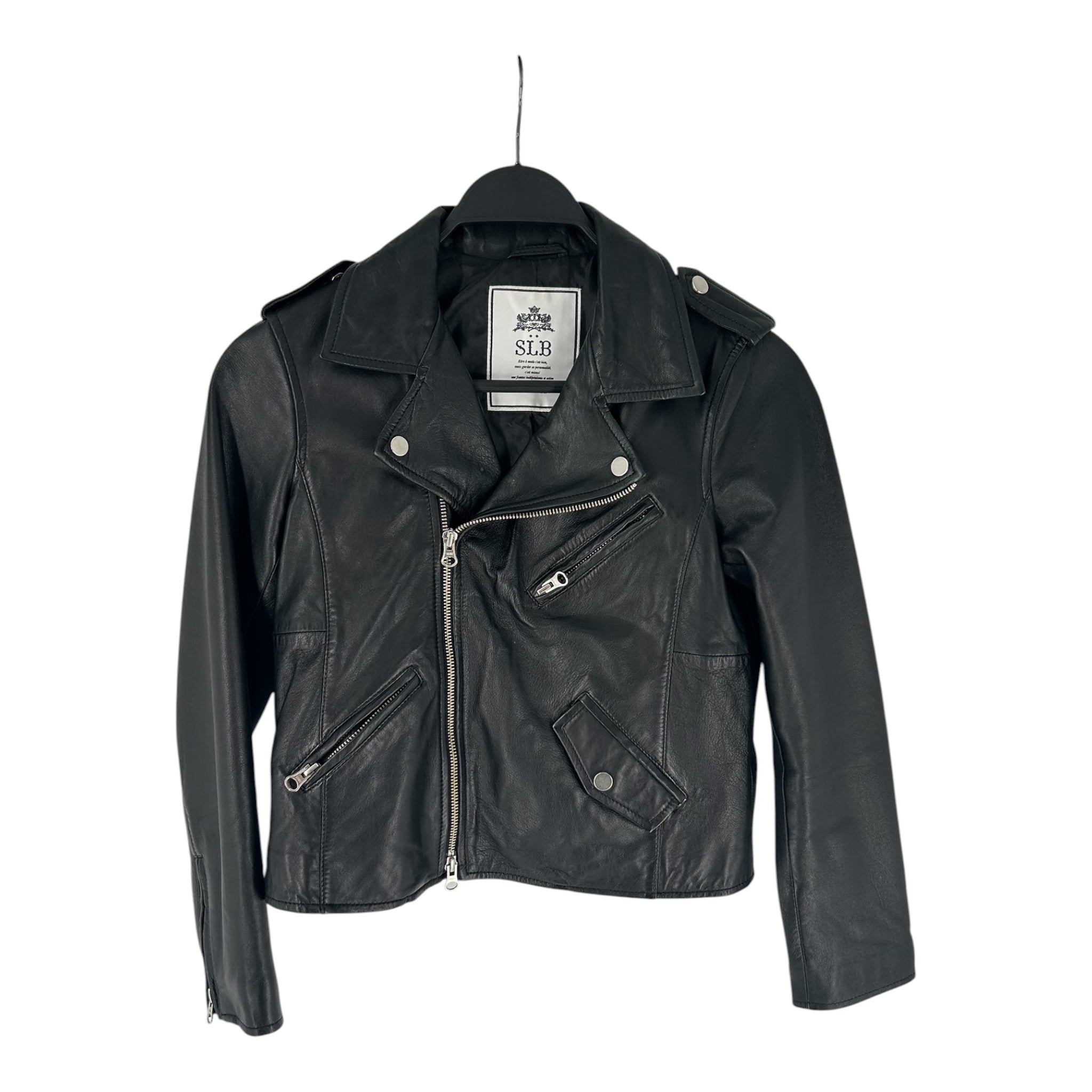 s.l.b/Leather Jkt/36/Leather/BLK/cropped rider view 1