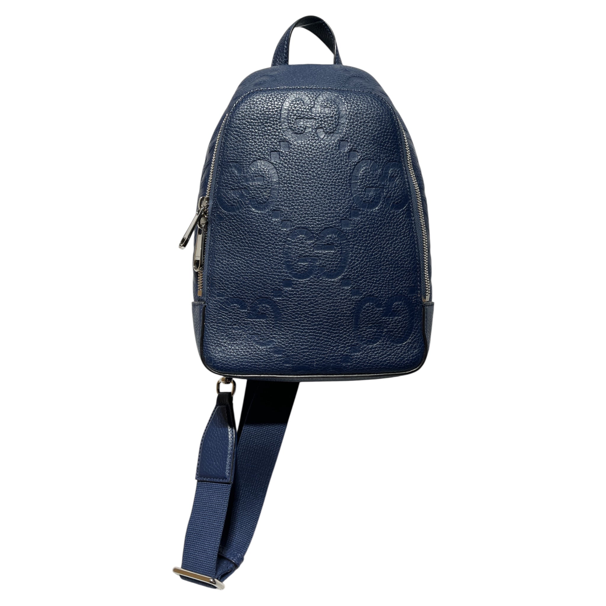 GUCCI/Cross Body Bag/Monogram/Leather/NVY/jumbo GG sling view 1