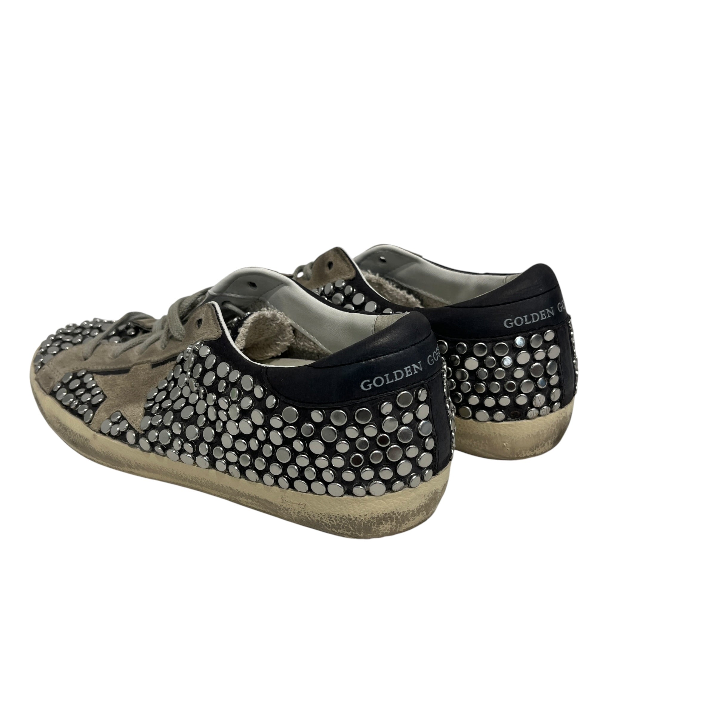 GOLDEN GOOSE/Low-Sneakers/US 7/All Over Print/Leather/BLK/Studded Superstars view 2
