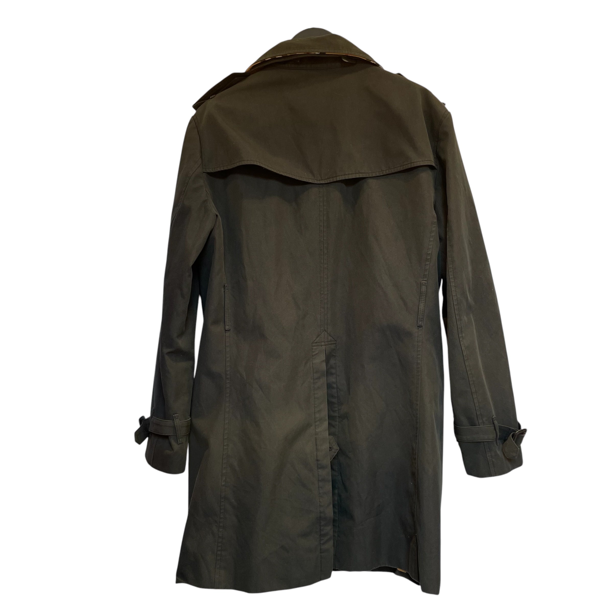 BURBERRY/Trench Coat/46/Cotton/BLK/PLAID INTERIOR view 2