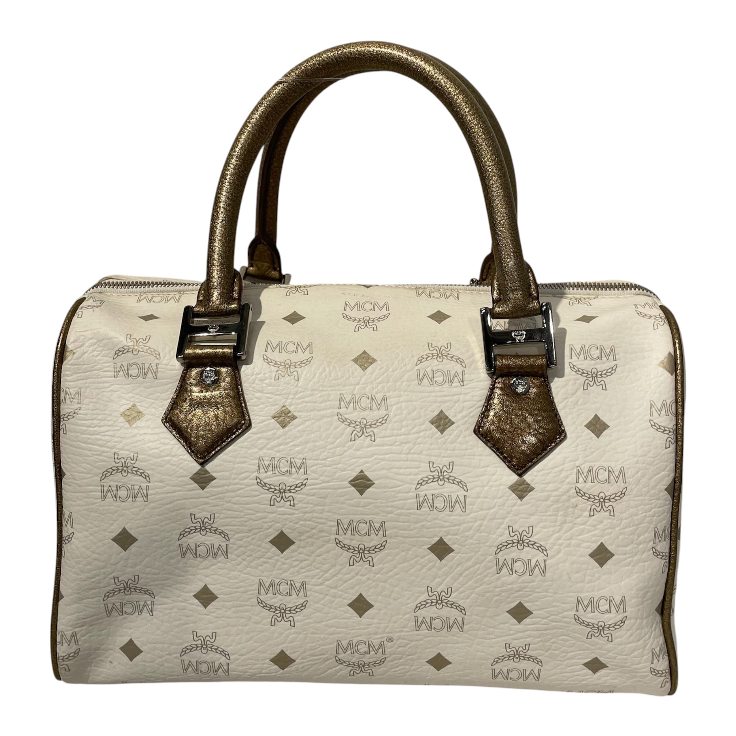MCM/Cross Body Bag/Monogram/Leather/WHT/SILVER LIONS HEAD LOGO view 2