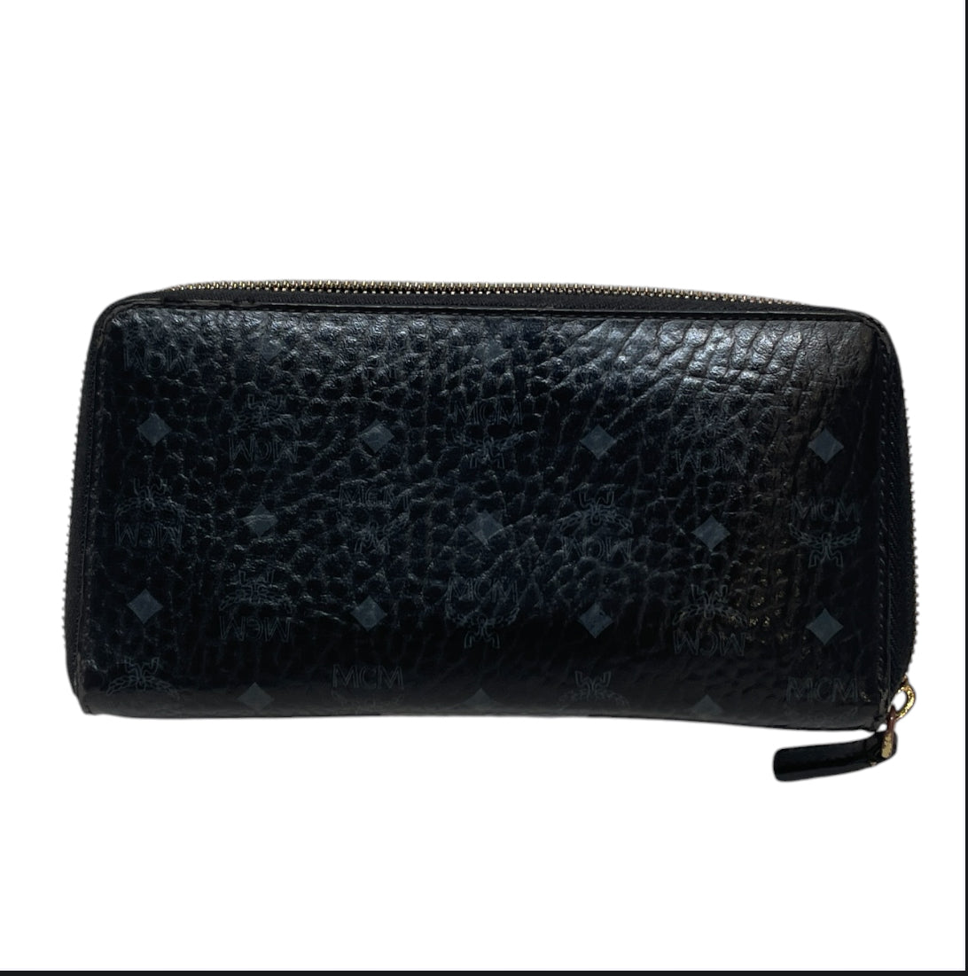 MCM/Long Wallet/Monogram/Leather/BLK/L's/blk gry view 1