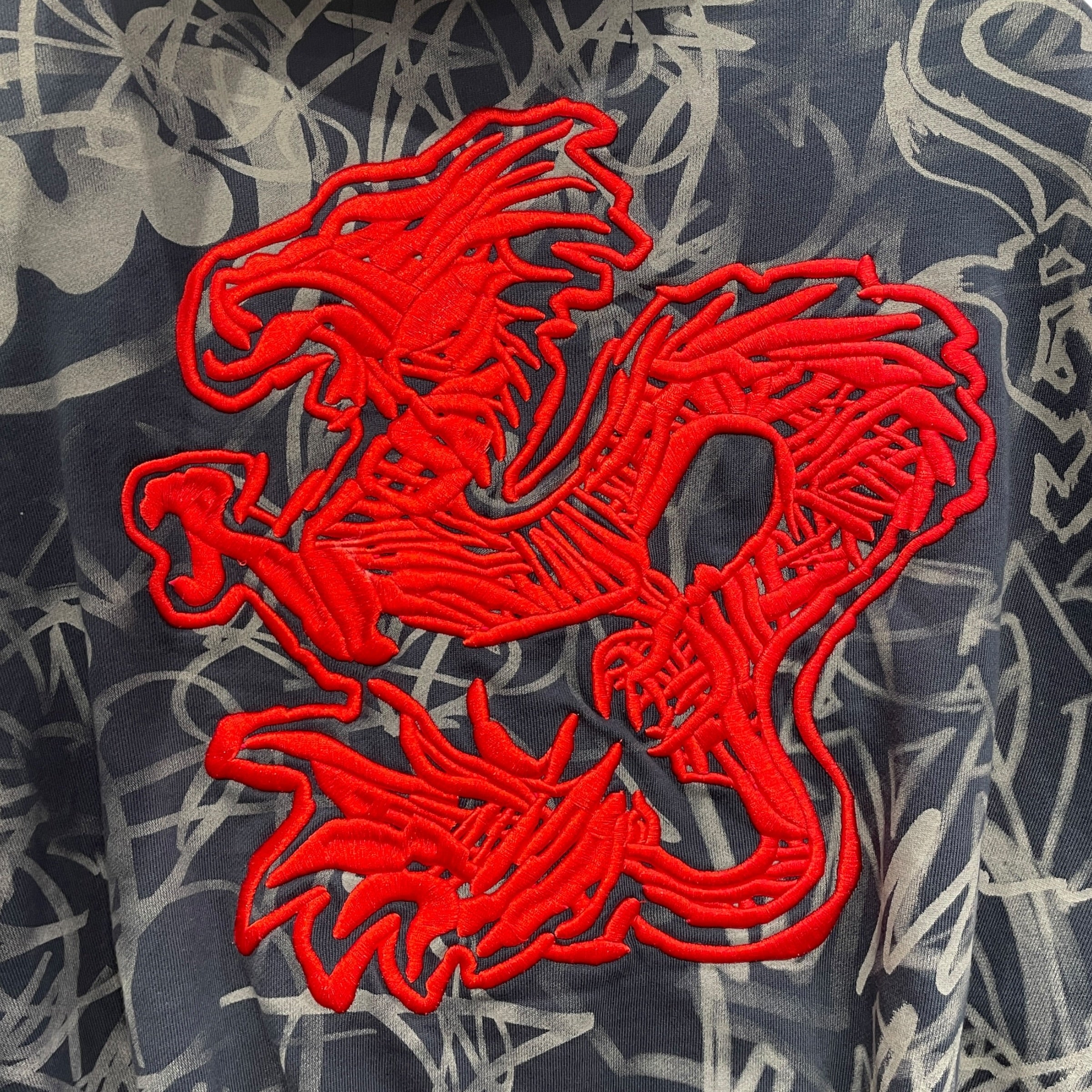 MOWALOLA/Zip Up Hoodie/M/All Over Print/Cotton/NVY/GRAFFITI YANKEES RED DRAGON view 3