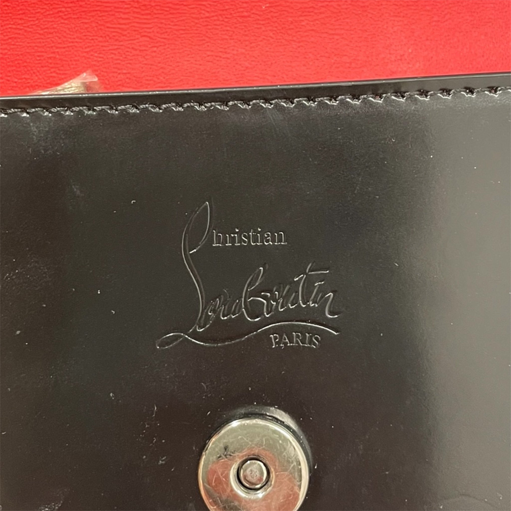 Christian Louboutin/Cross Body Bag/Leather/BLK/CHAIN STRAP/RED LINED view 6