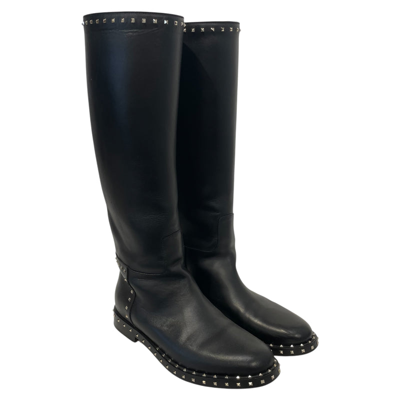 VALENTINO/Long Boots/EU 39/Leather/BLK/VALENTINO STUDDED BOOTS