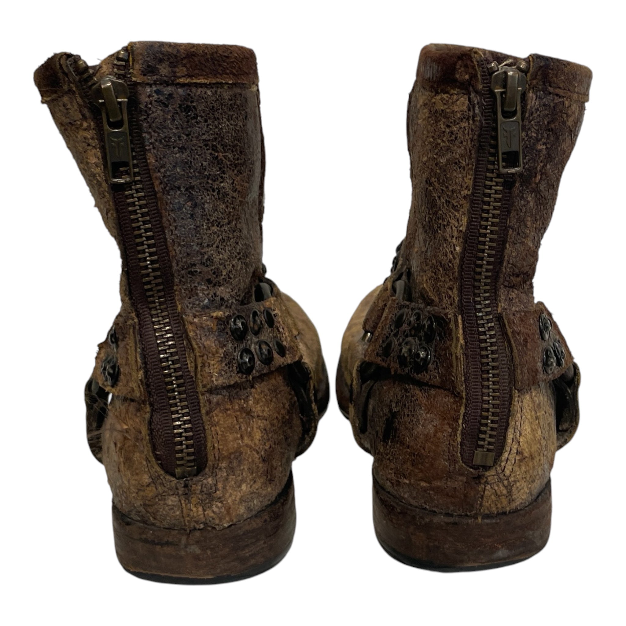 FRYE/Biker Boots/US 6/Leather/BRW/STUDDED ANKLE BOOT view 3